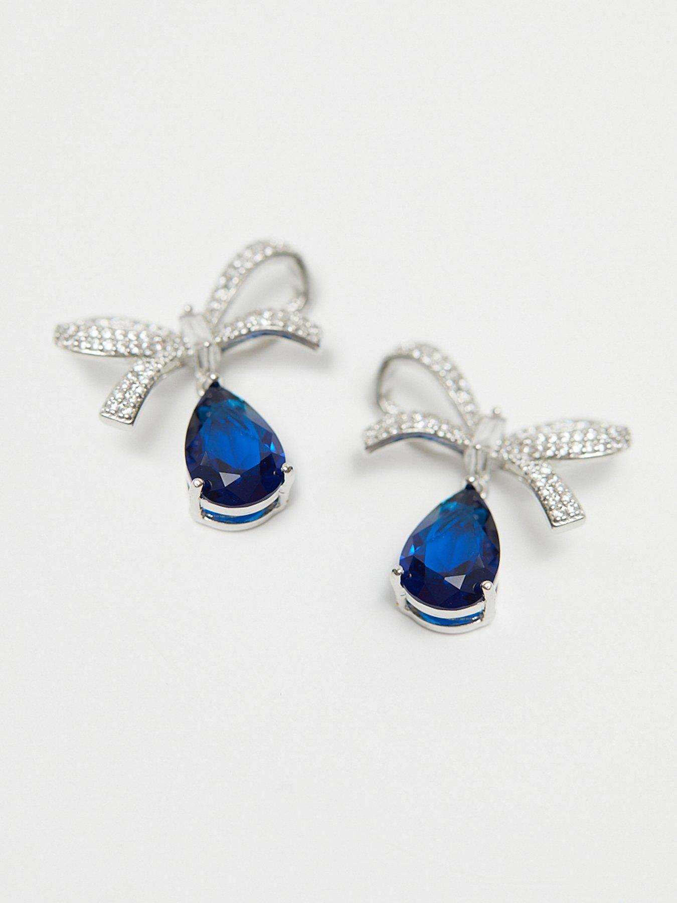 jon-richard-jon-richard-rhodium-plated-cubic-zirconia-bow-and-blue-peardrop-earringsback