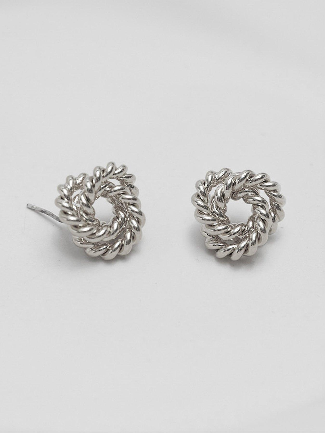 jon-richard-jon-richard-vintage-inspired-silver-plated-textured-knot-earringsstillFront