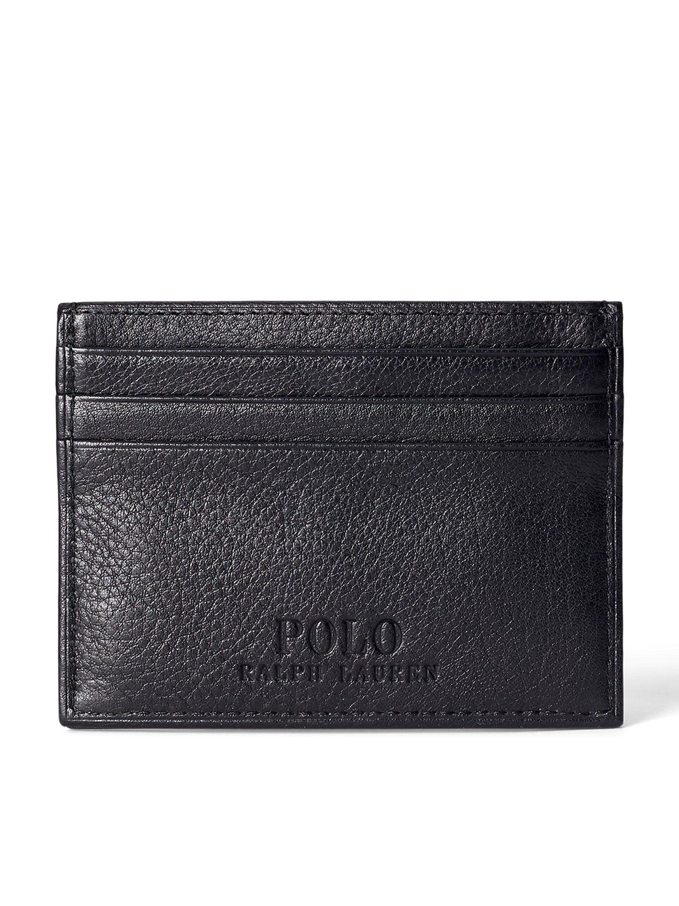 Image 1 of 2 of Polo Ralph Lauren Grained Leather Card Holder - Black