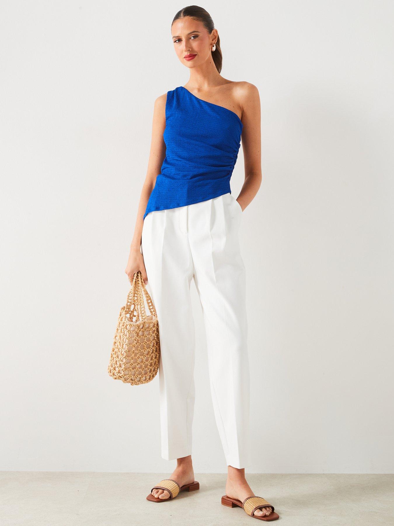 mango-blue-one-shoulder-topdetail