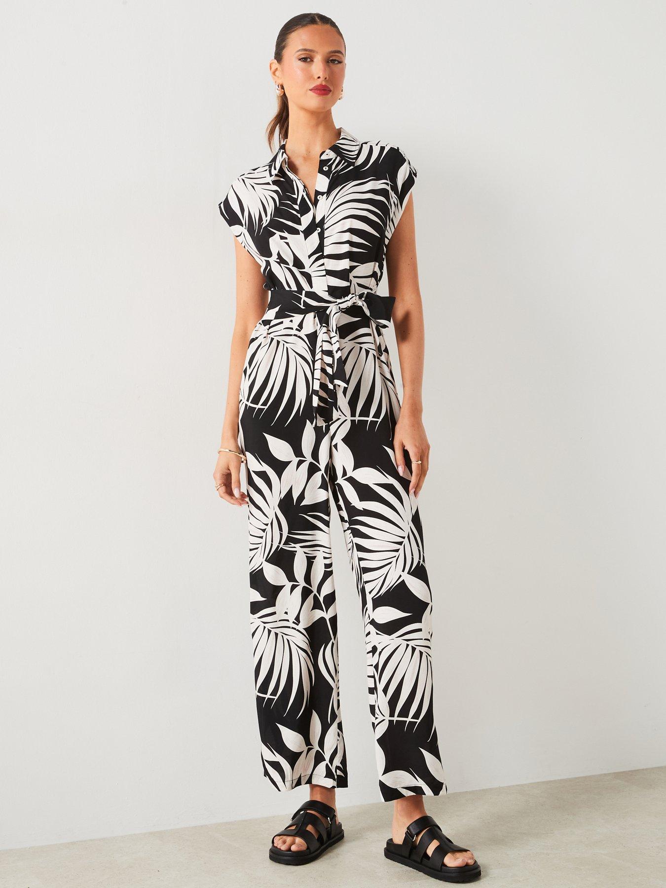 mango-black-leaf-print-jumpsuit