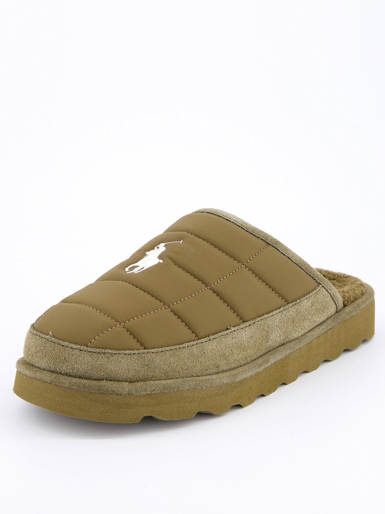Image of Polo Ralph Lauren Scuff Quilted Mule Slippers - Khaki