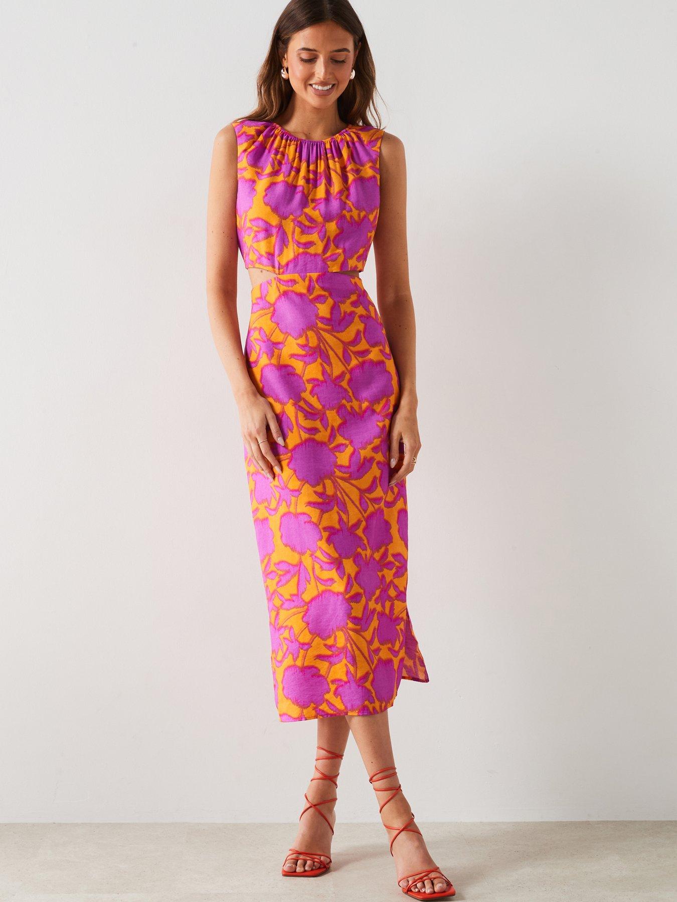 mango-bright-floral-printed-cut-out-midi-dress