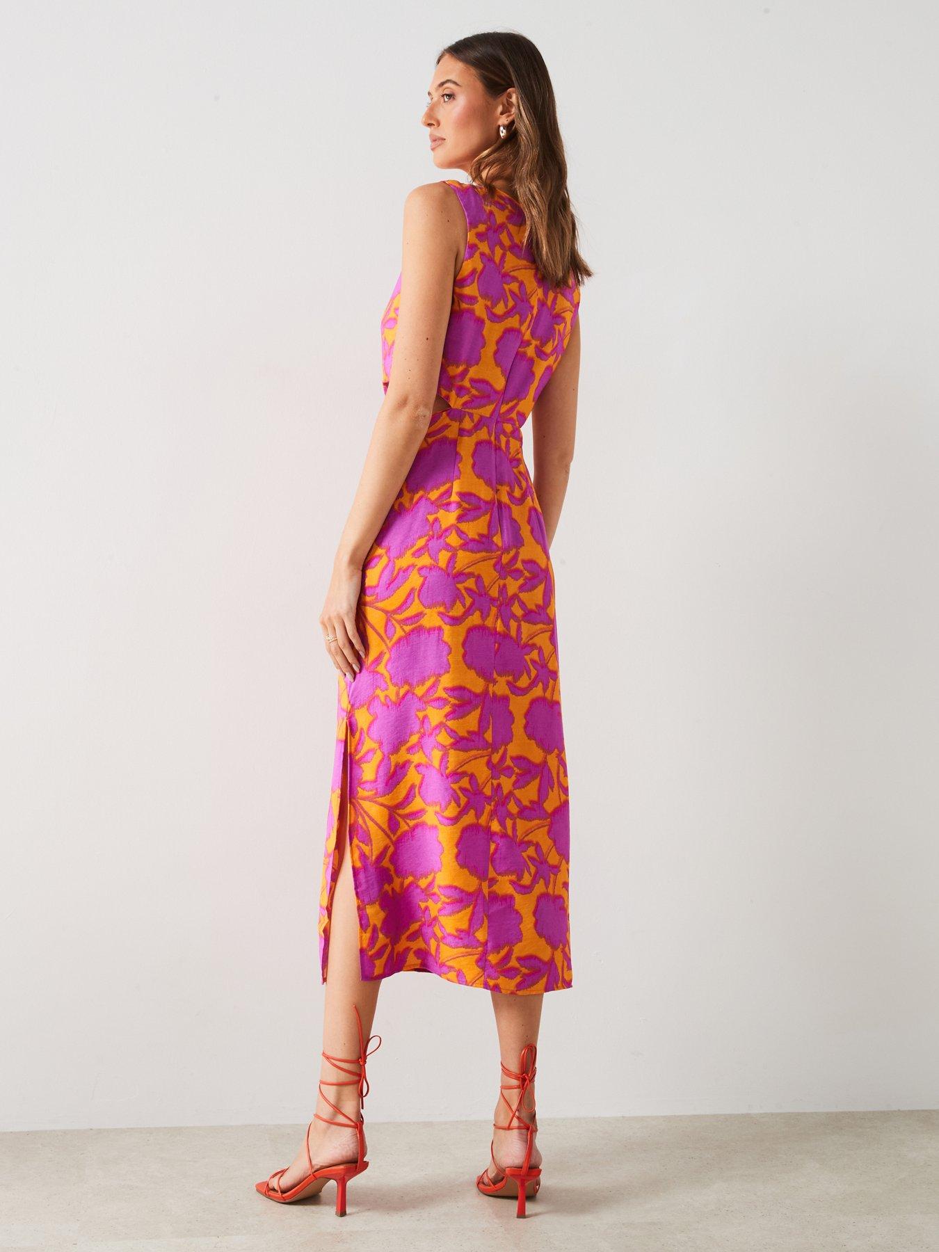 mango-bright-floral-printed-cut-out-midi-dressstillFront