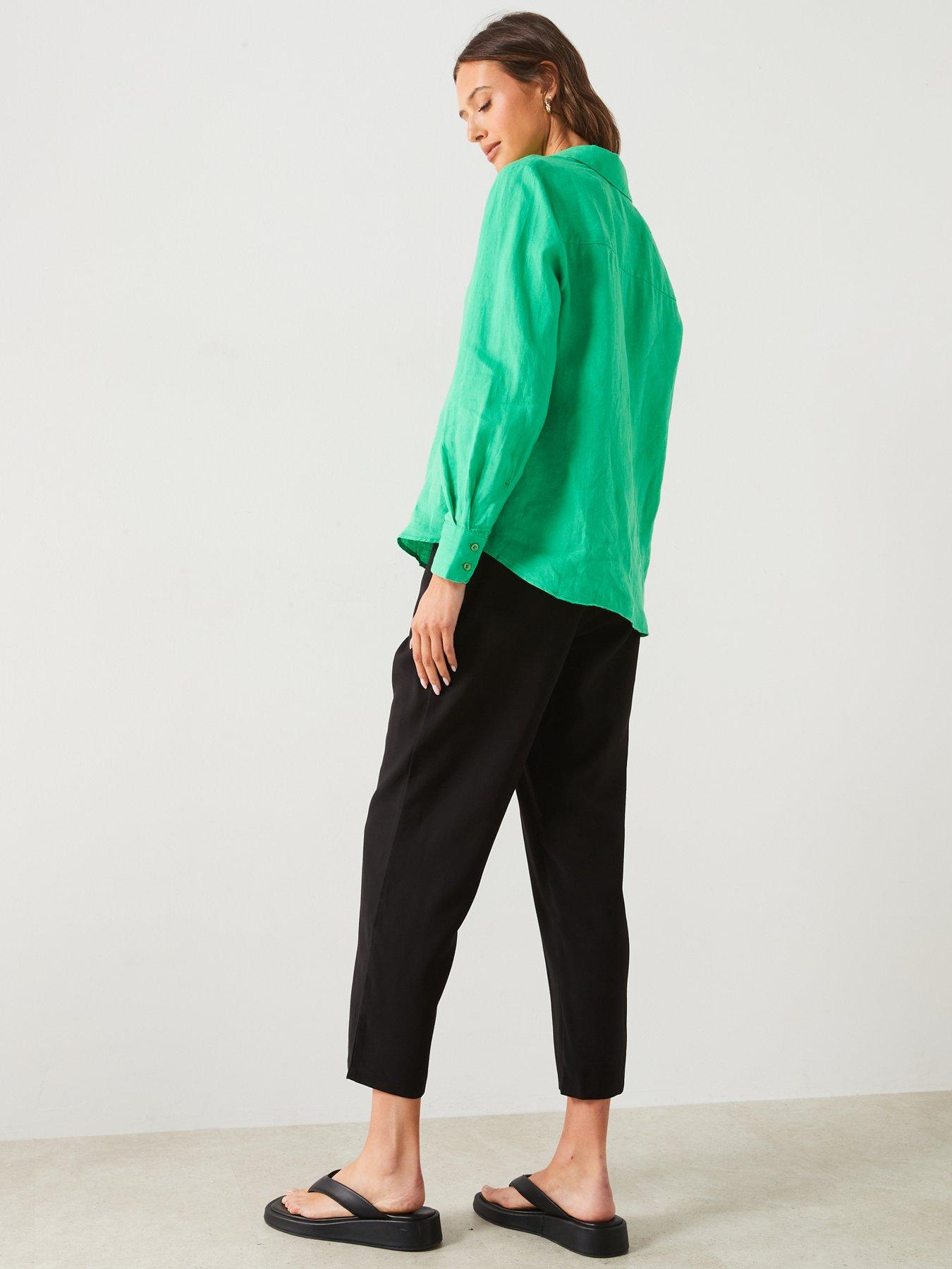 mango-long-sleeve-shirt-greenstillFront