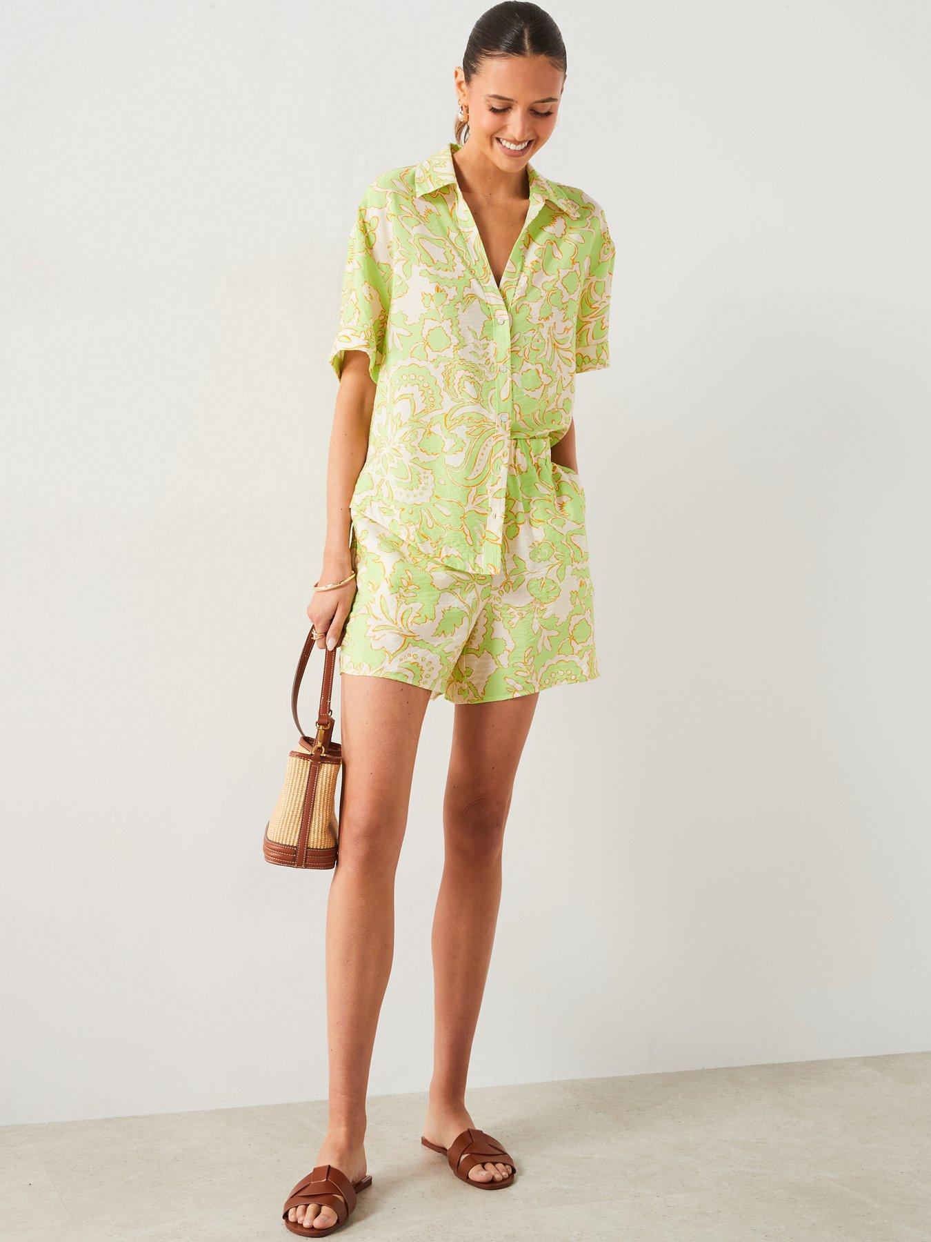 mango-lime-printed-short-sleeve-co-ord-shirt-greendetail