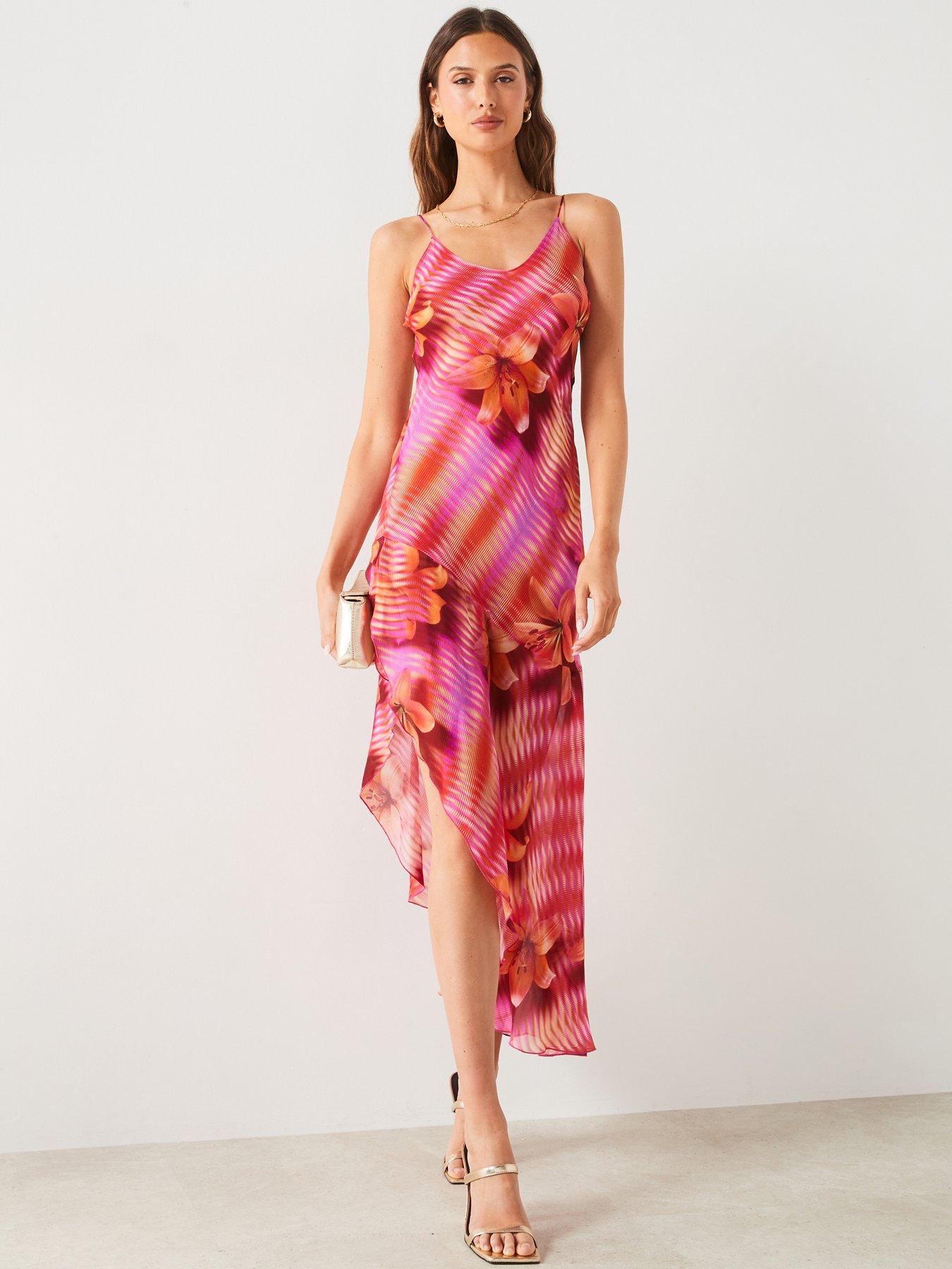 mango-pink-all-over-print-strappy-midi-dress