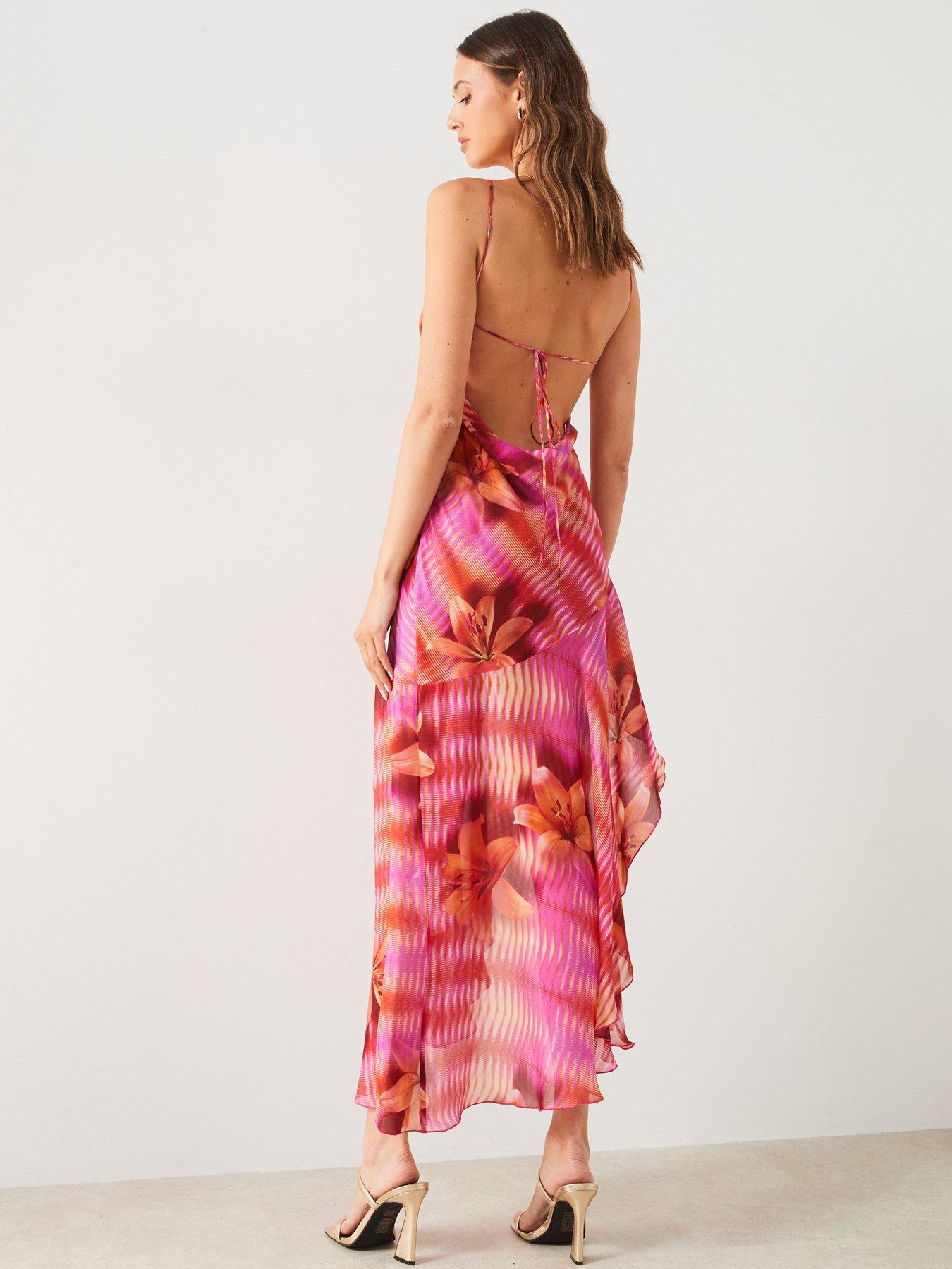 mango-pink-all-over-print-strappy-midi-dressstillFront