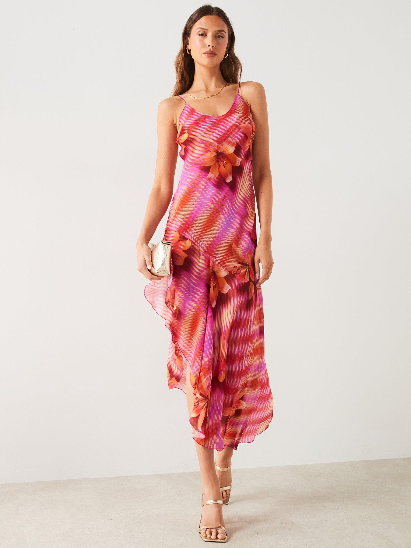 mango-pink-all-over-print-strappy-midi-dressdetail