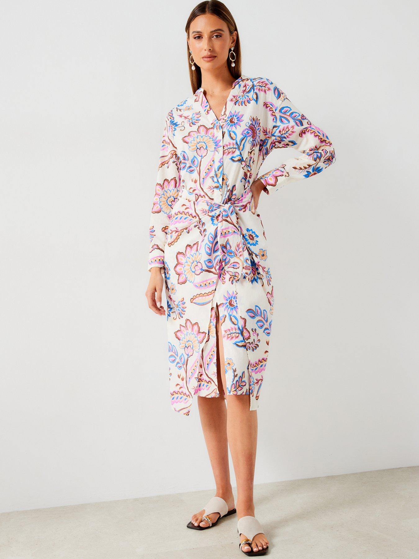 mango-floral-printed-tie-wrap-dress