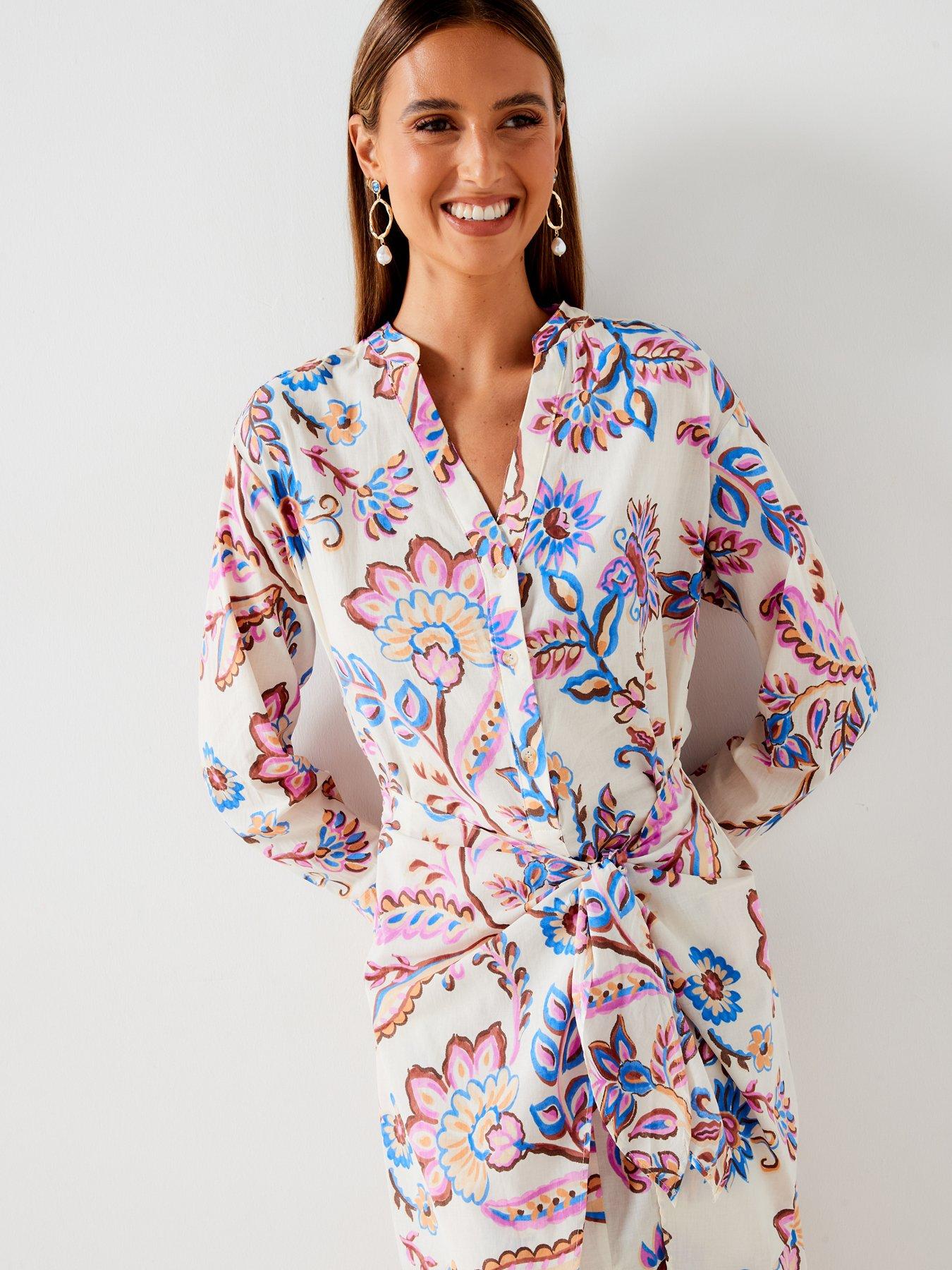 mango-floral-printed-tie-wrap-dressoutfit