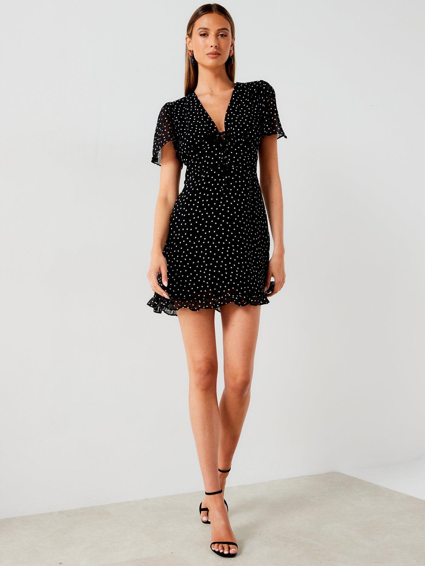 mango-polka-dot-mini-dress-blackback