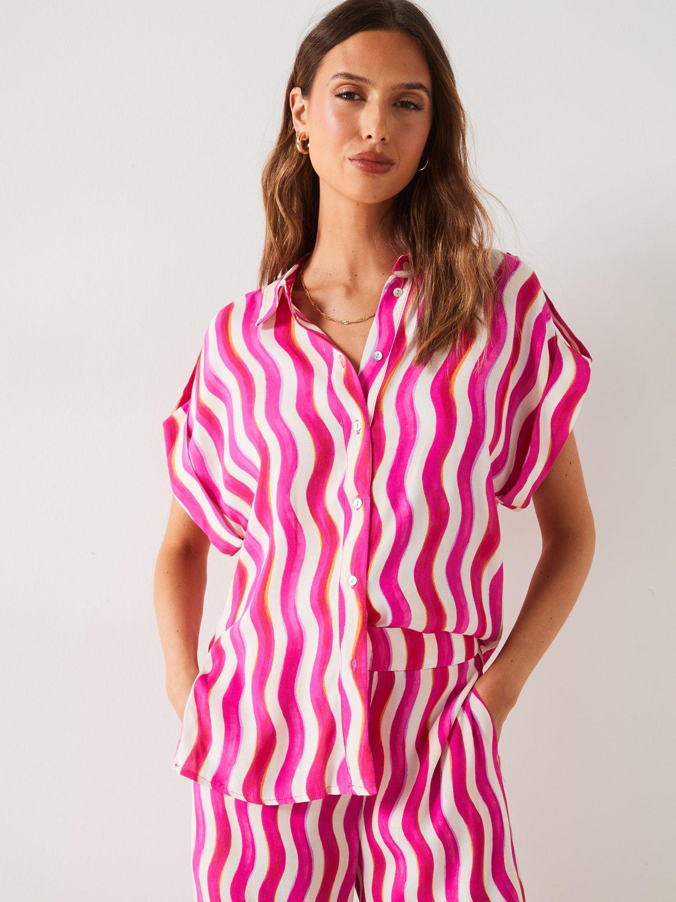 mango-pattern-short-sleeve-shirt-pinkoutfit