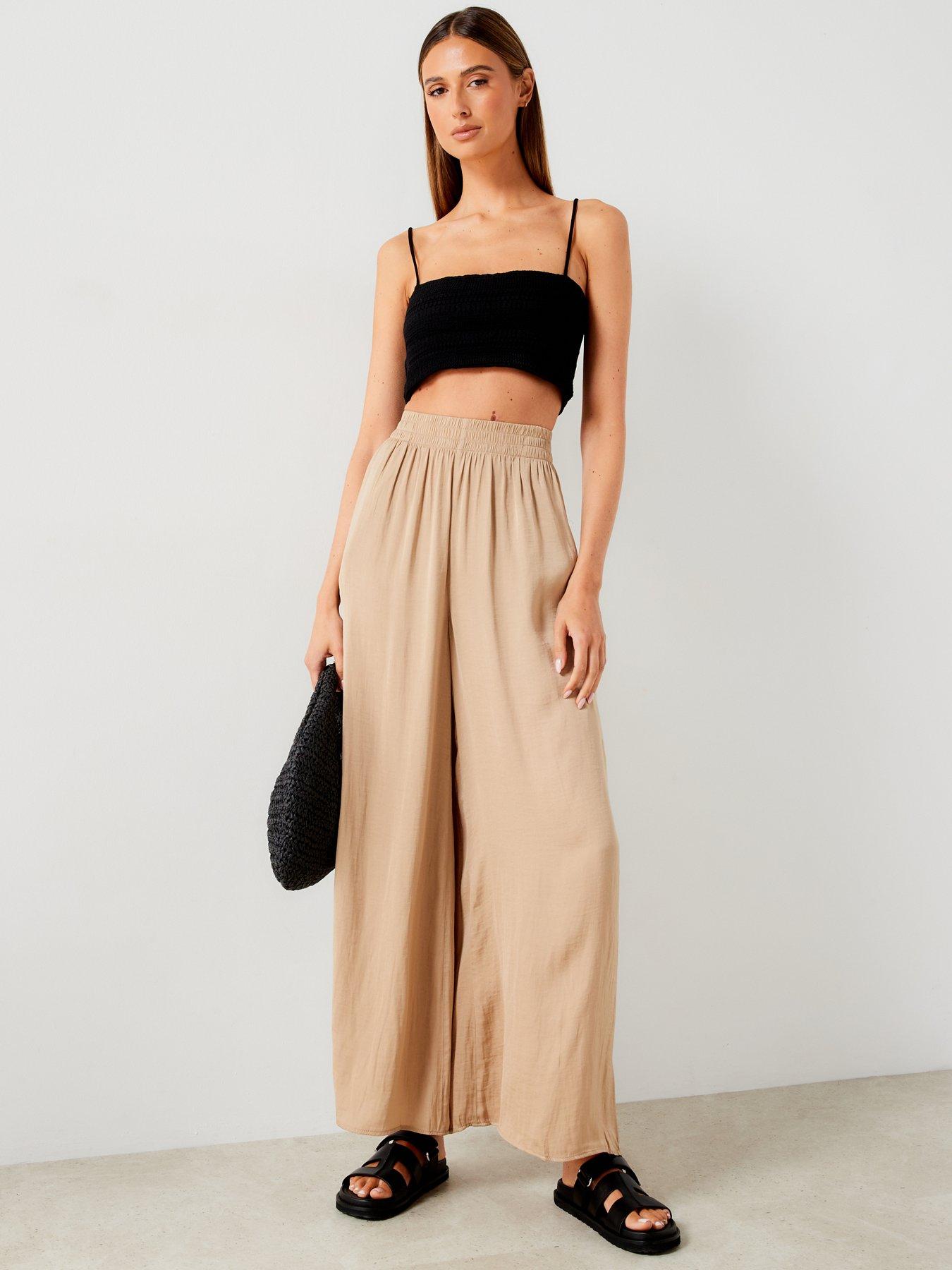 mango-beige-wide-leg-fluid-trousersdetail