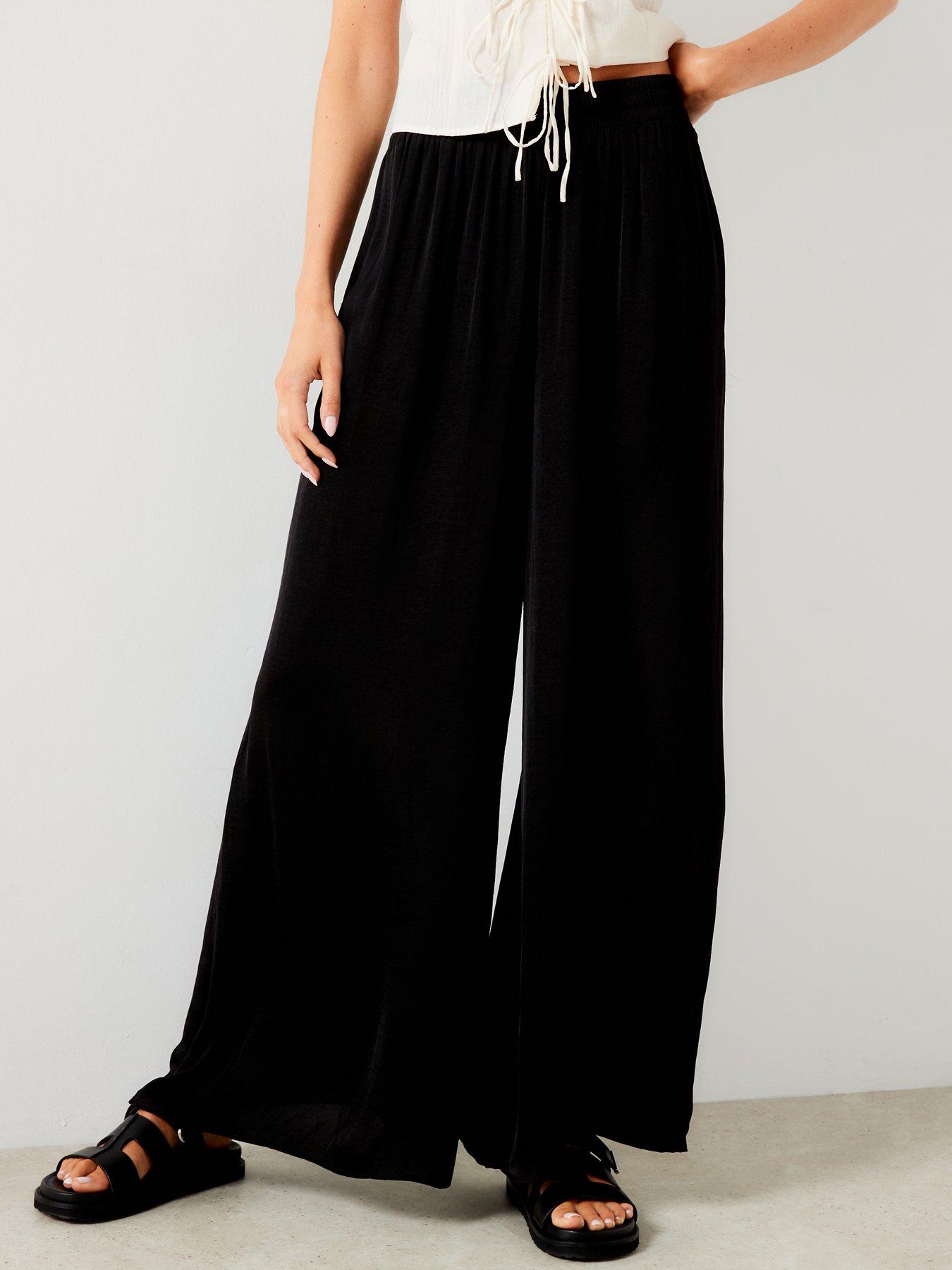 mango-black-wide-leg-fluid-trousers