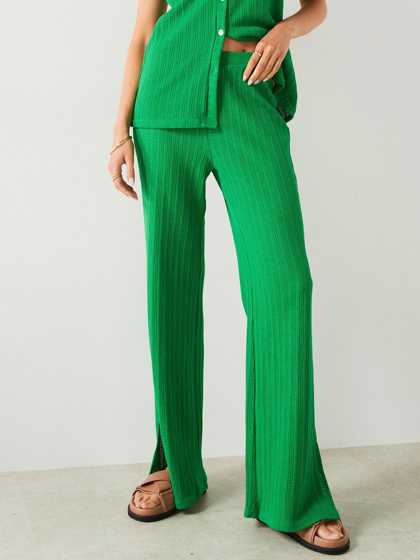 mango-green-straight-crochet-trousers