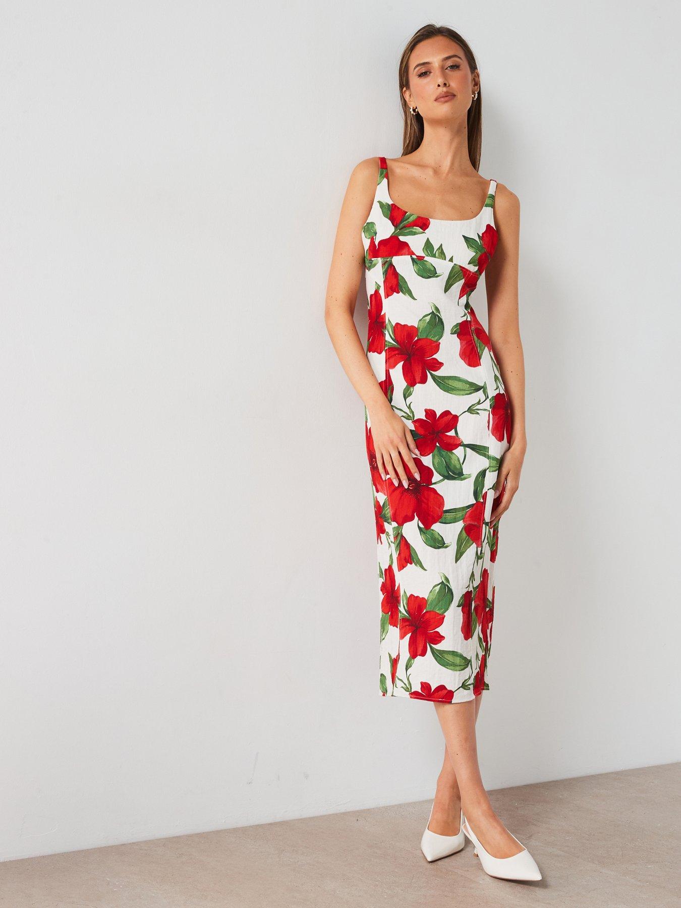 mango-floral-print-tailored-midi-dress-cream