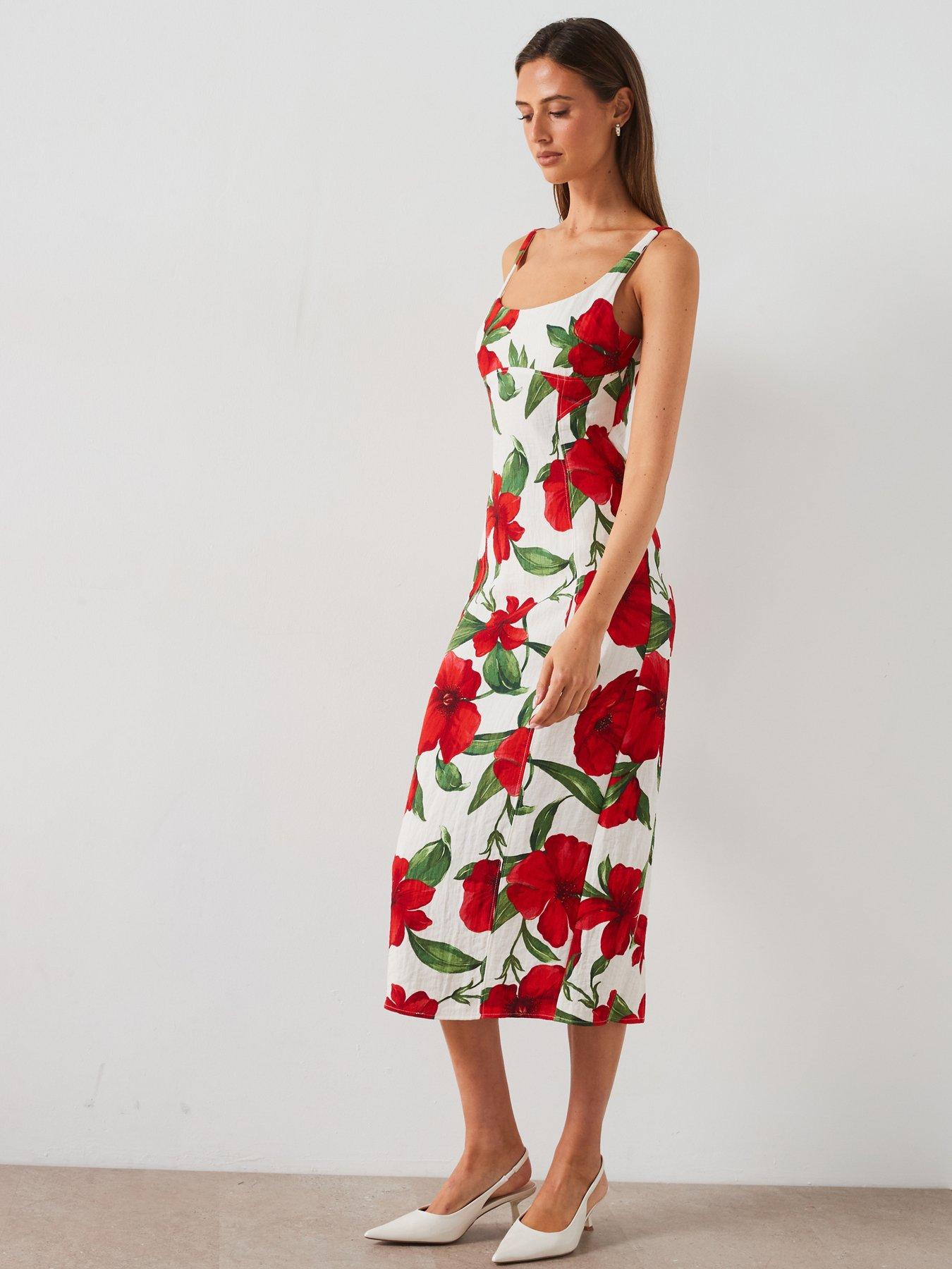 mango-floral-print-tailored-midi-dress-creamback