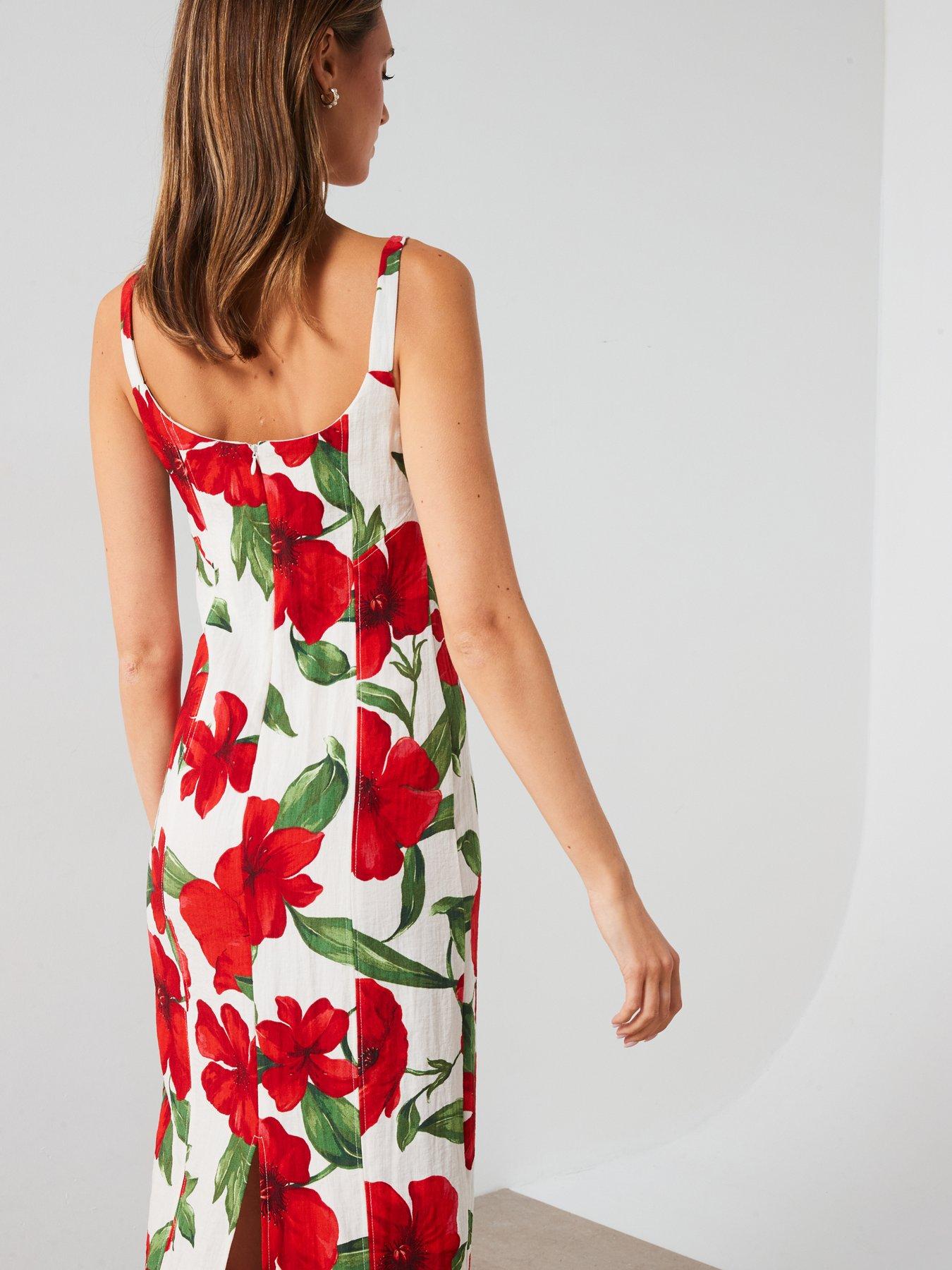 mango-floral-print-tailored-midi-dress-creamdetail