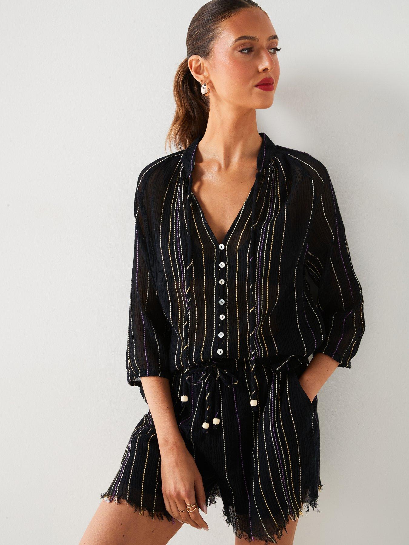 mango-stripe-detail-button-up-blouse-black