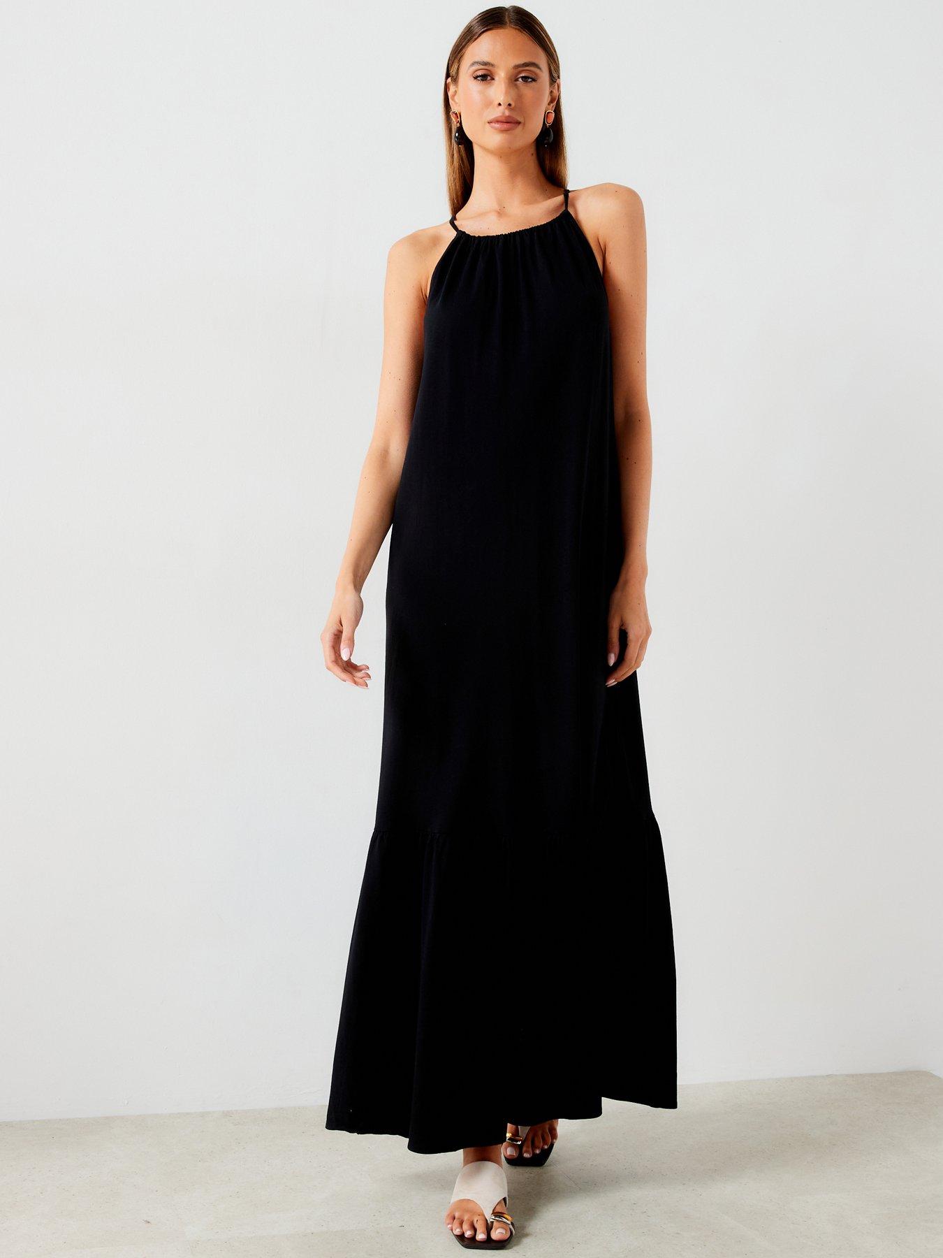 mango-smock-maxi-dress-black