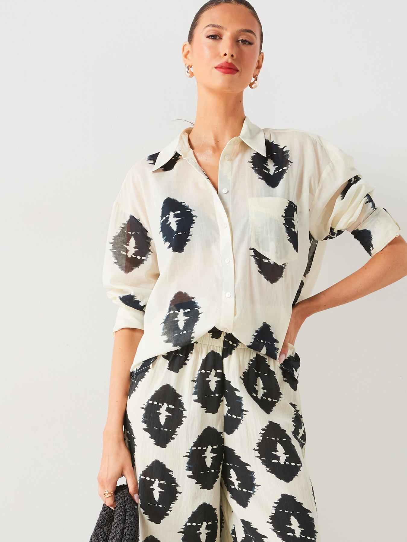 Image 6 of 6 of Mango All Over Print Co-ord Shirt - Cream