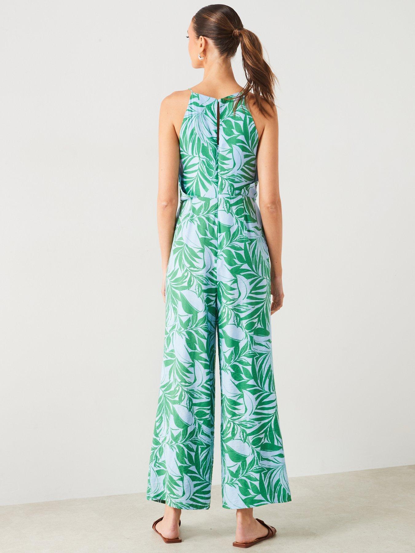 mango-blue-green-leaf-print-jumpsuitstillFront