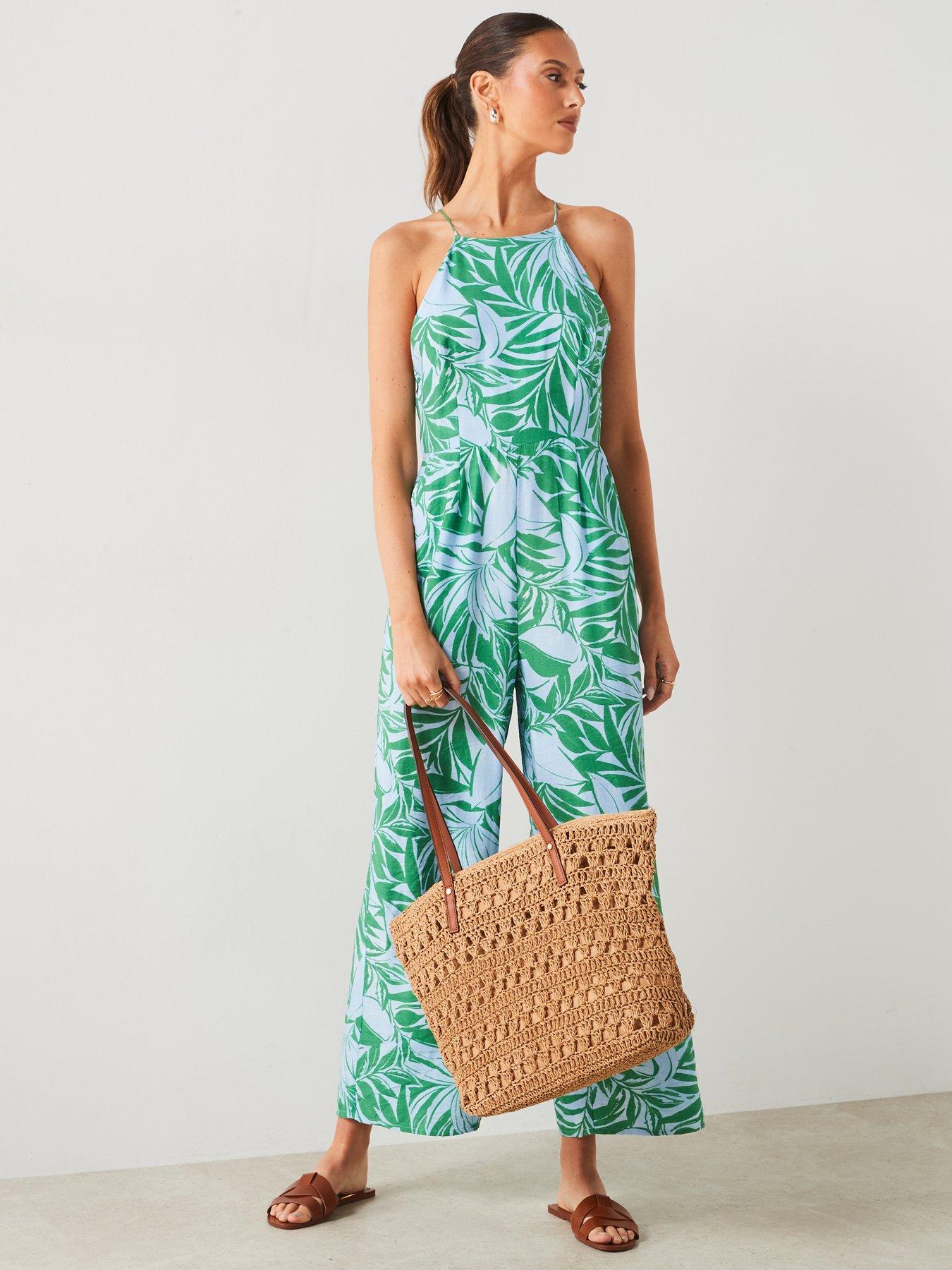 mango-blue-green-leaf-print-jumpsuitback