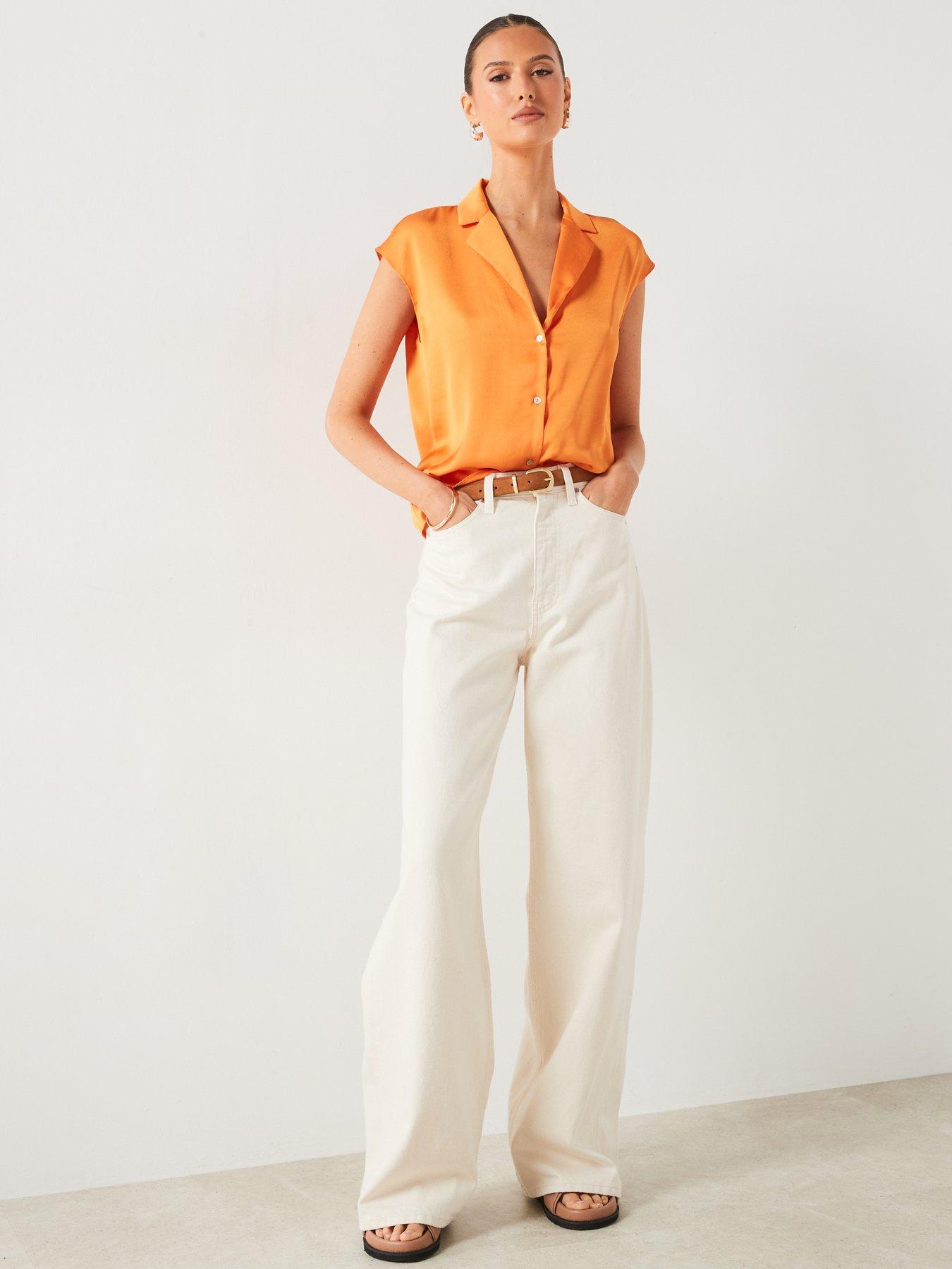 mango-flowy-satin-shirt-orangeback