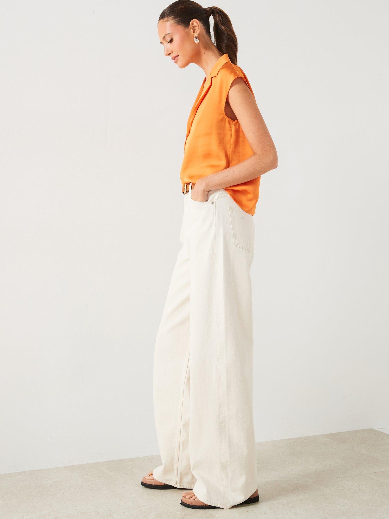 mango-flowy-satin-shirt-orangedetail