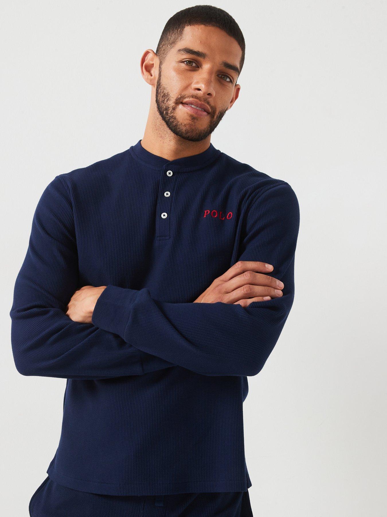Polo Ralph Lauren Polo Ralph Lauren Waffle Henley Long Sleeve Loungewear Top - Navy