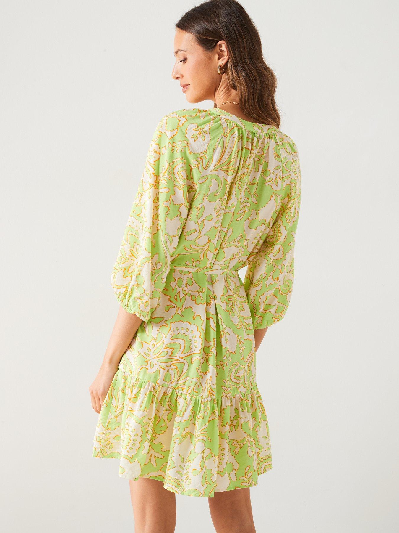 mango-lime-printed-short-sleeve-mini-dressstillFront