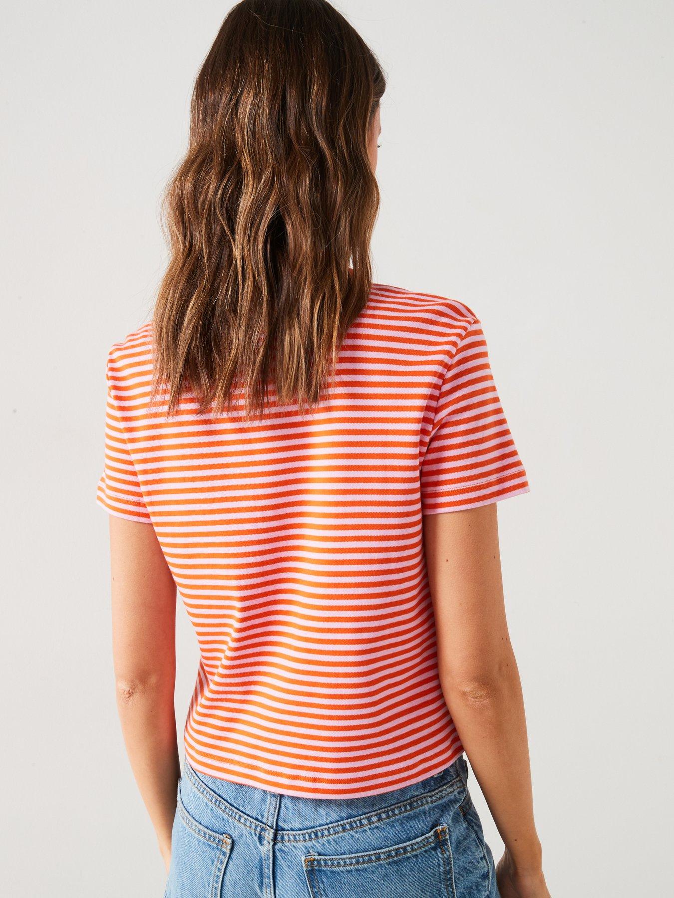 Image 2 of 6 of Mango Orange Stripe T-Shirt - Red