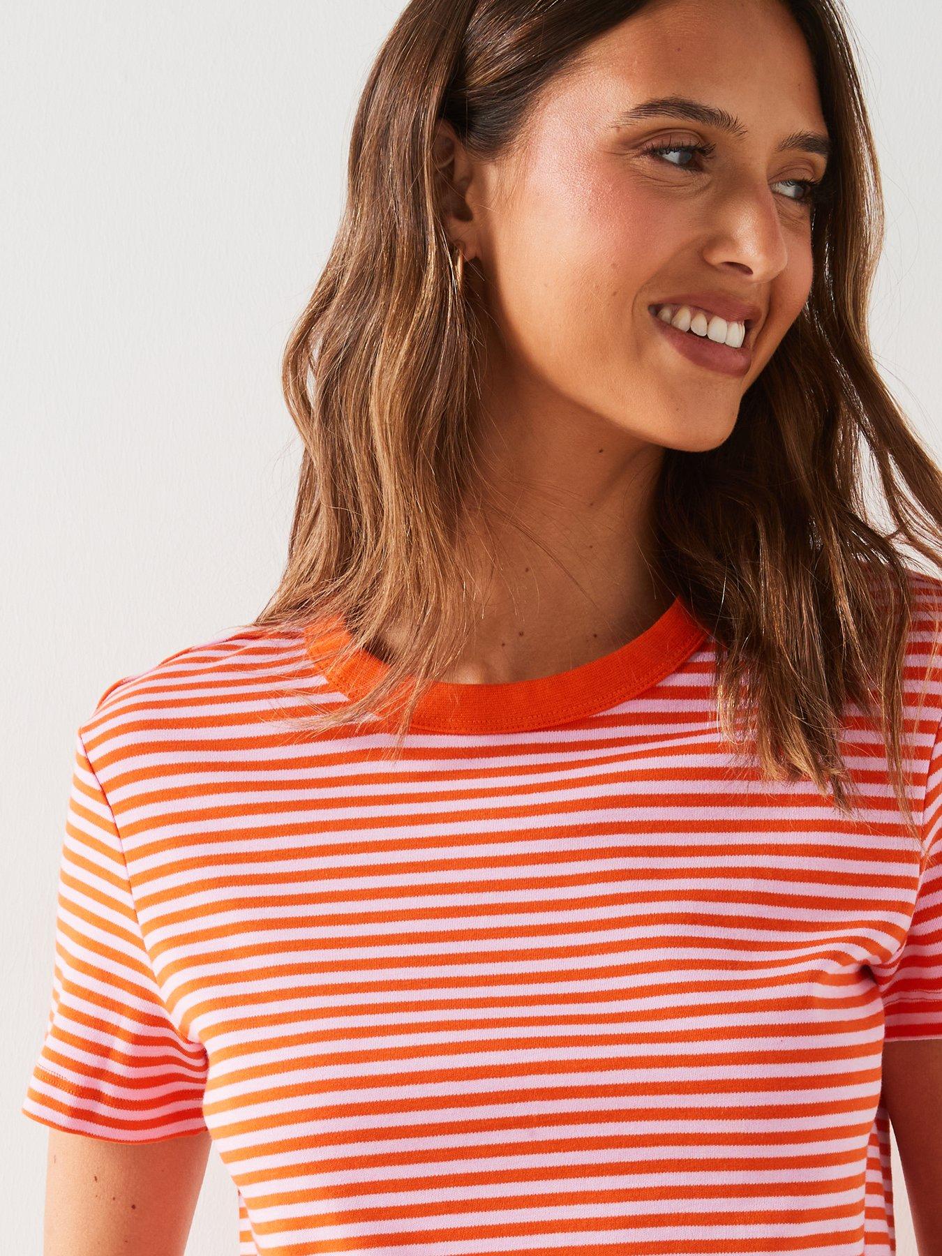 Image 4 of 6 of Mango Orange Stripe T-Shirt - Red