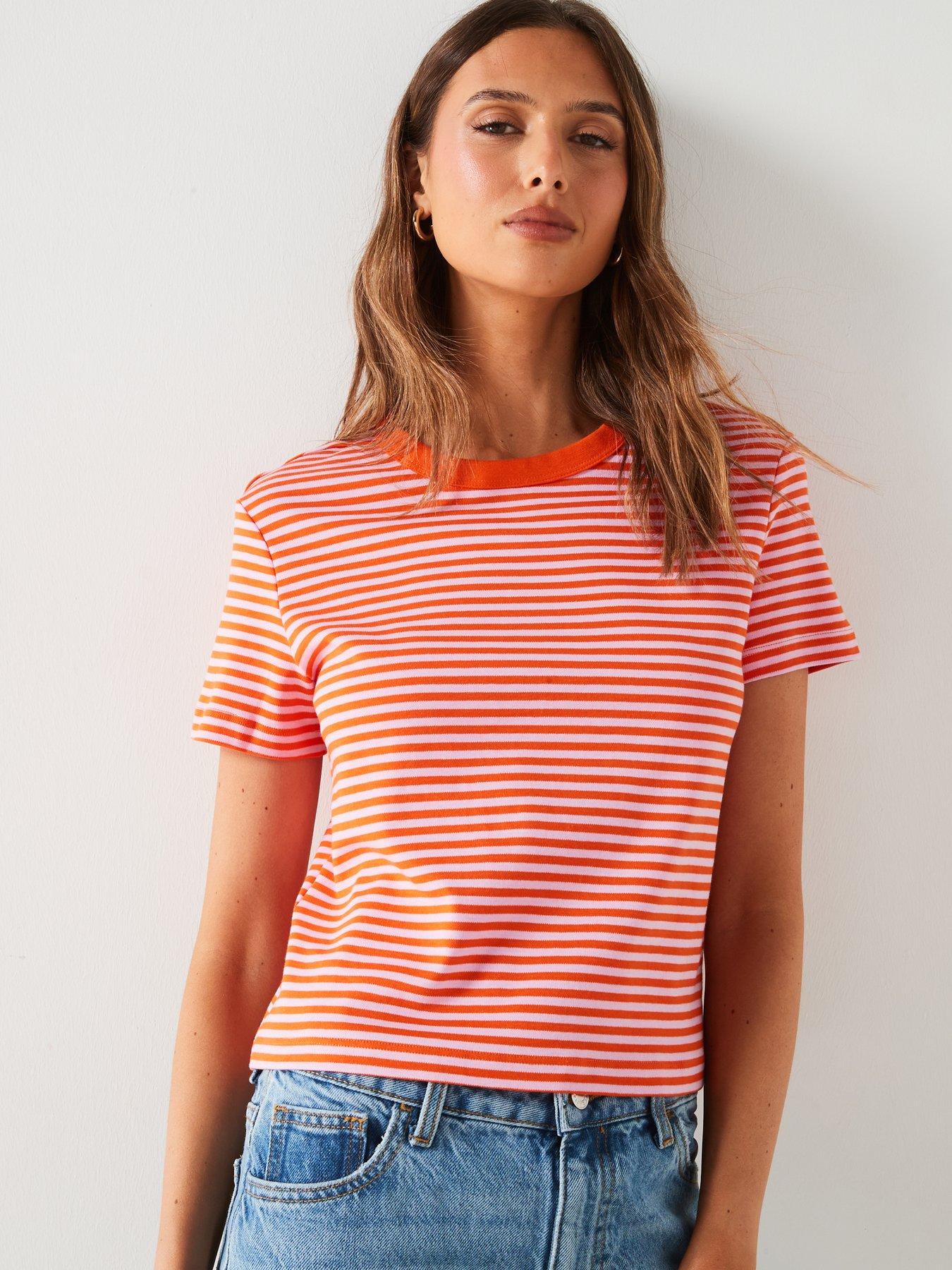 Image 6 of 6 of Mango Orange Stripe T-Shirt - Red