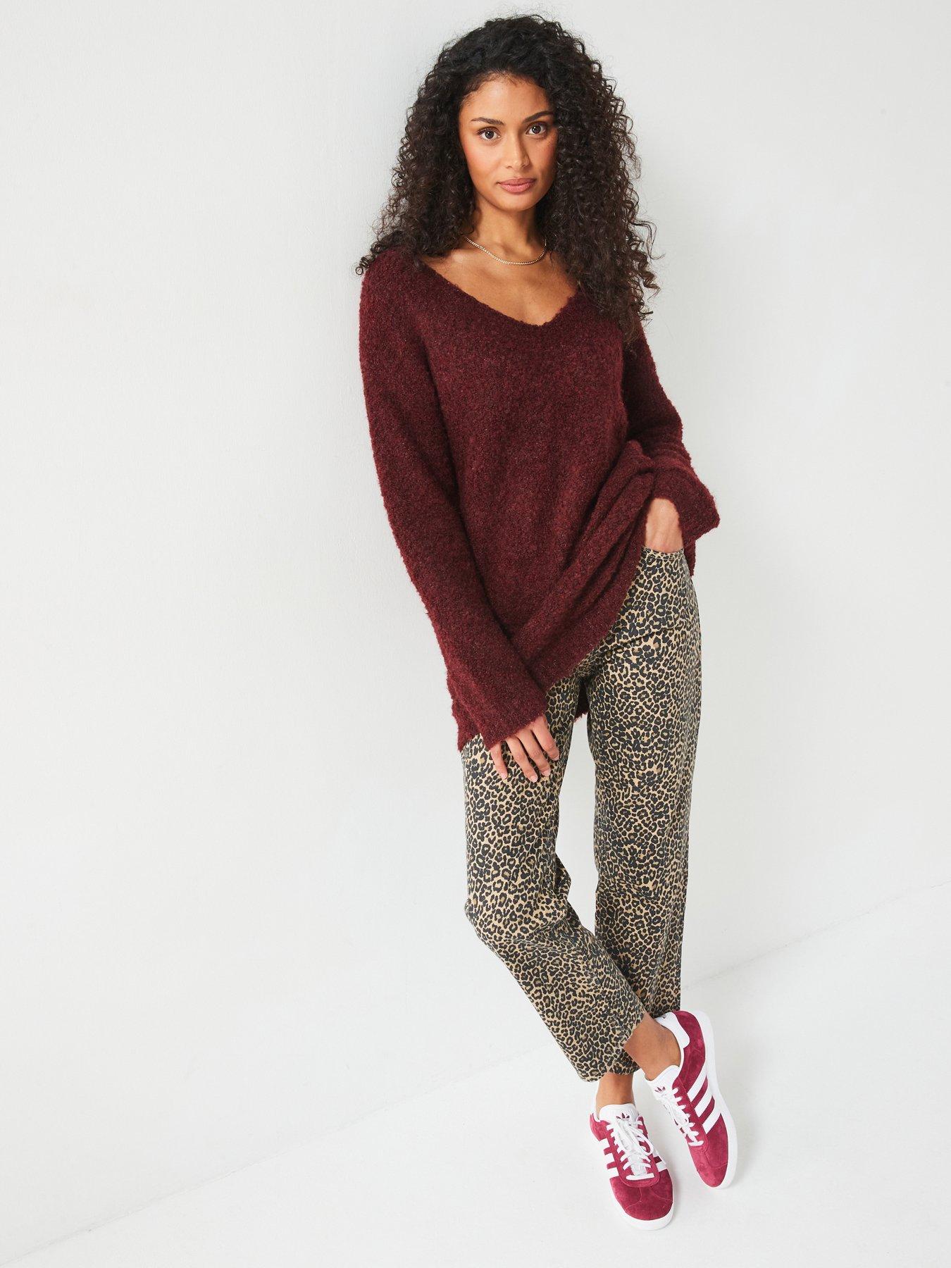 v-by-very-boucle-longline-neck-jumper-dark-red