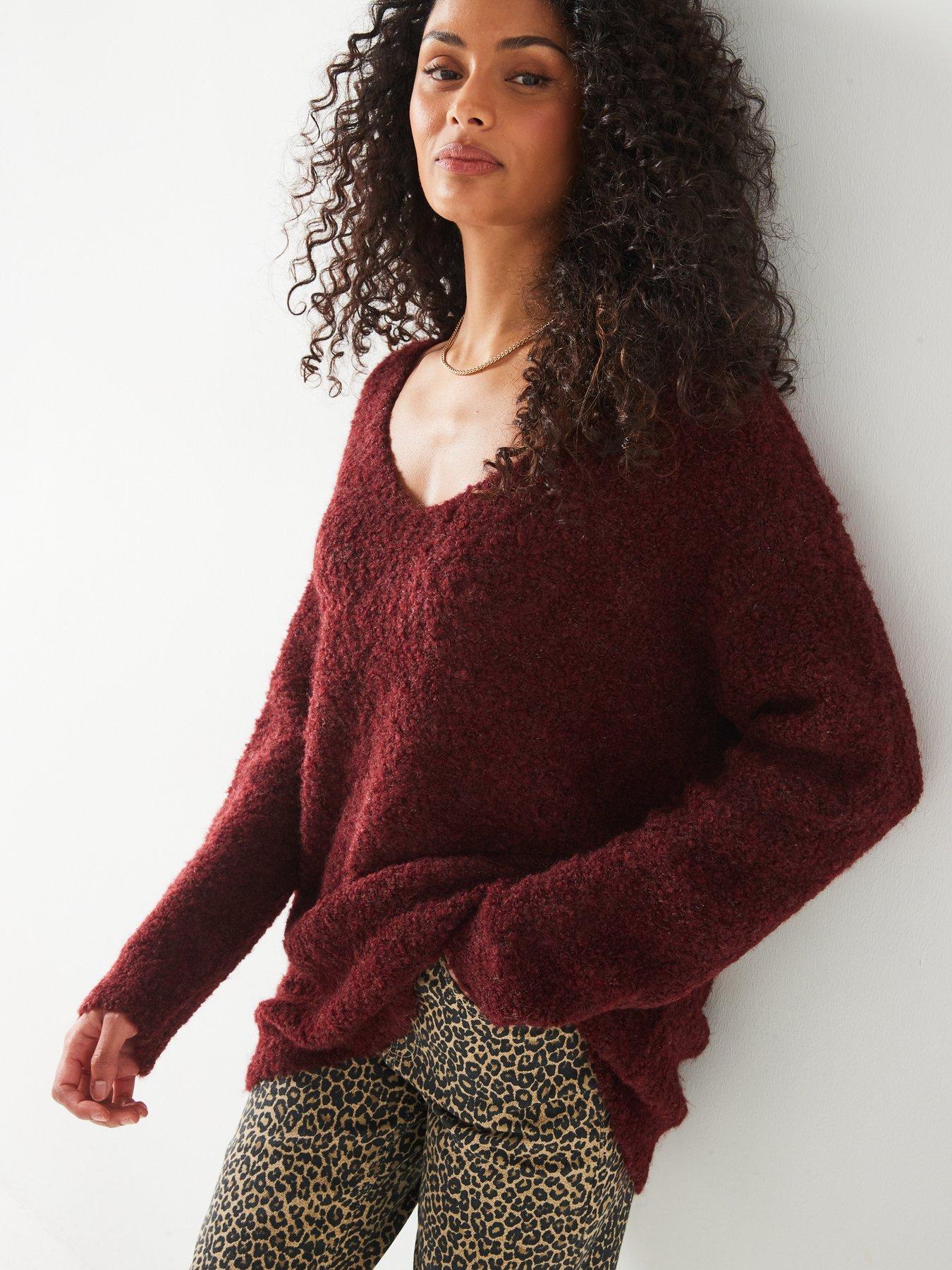 v-by-very-boucle-longline-neck-jumper-dark-redoutfit