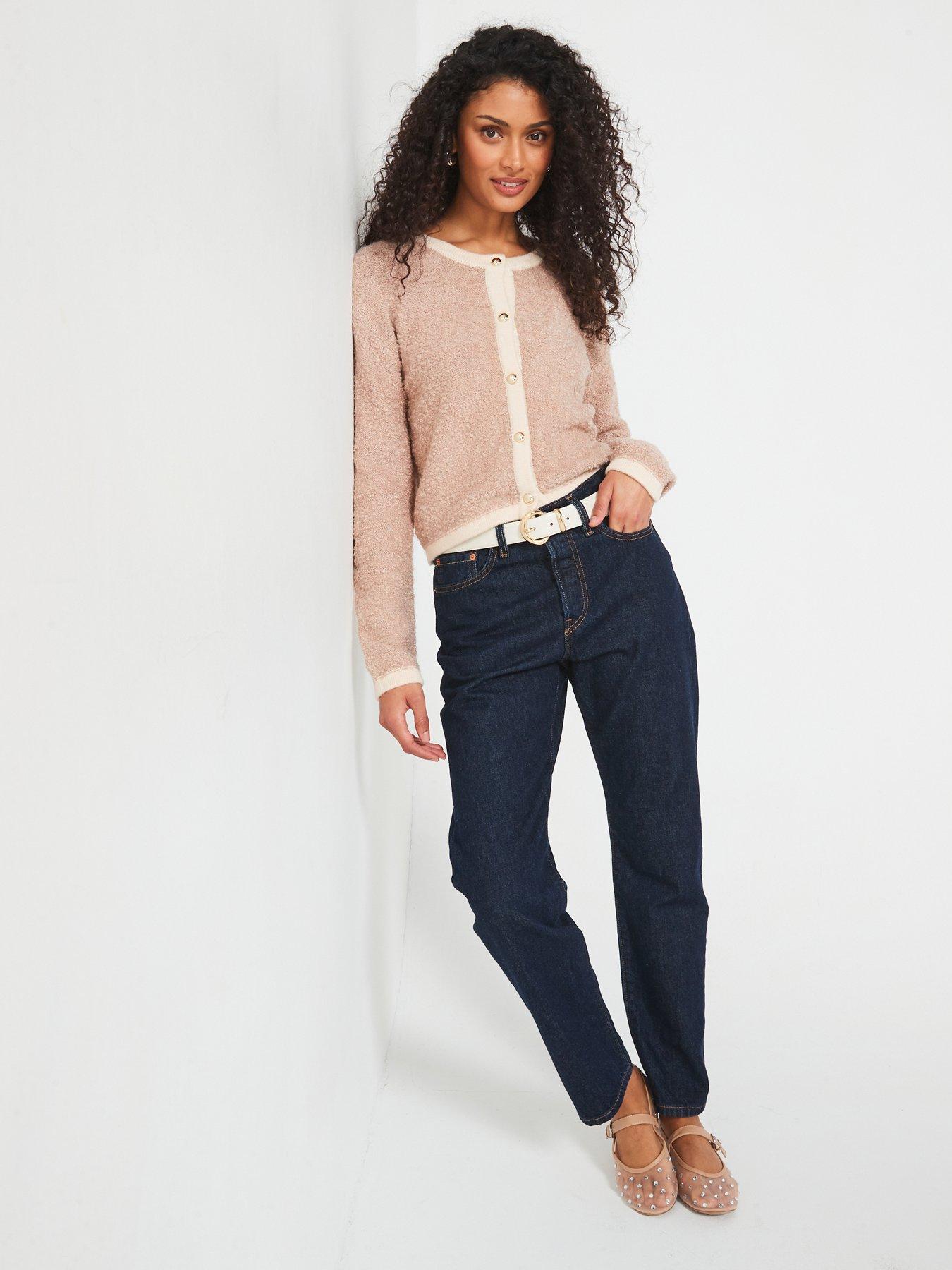 Image 3 of 6 of V by Very Crew Neck Boucle Cardigan - Beige