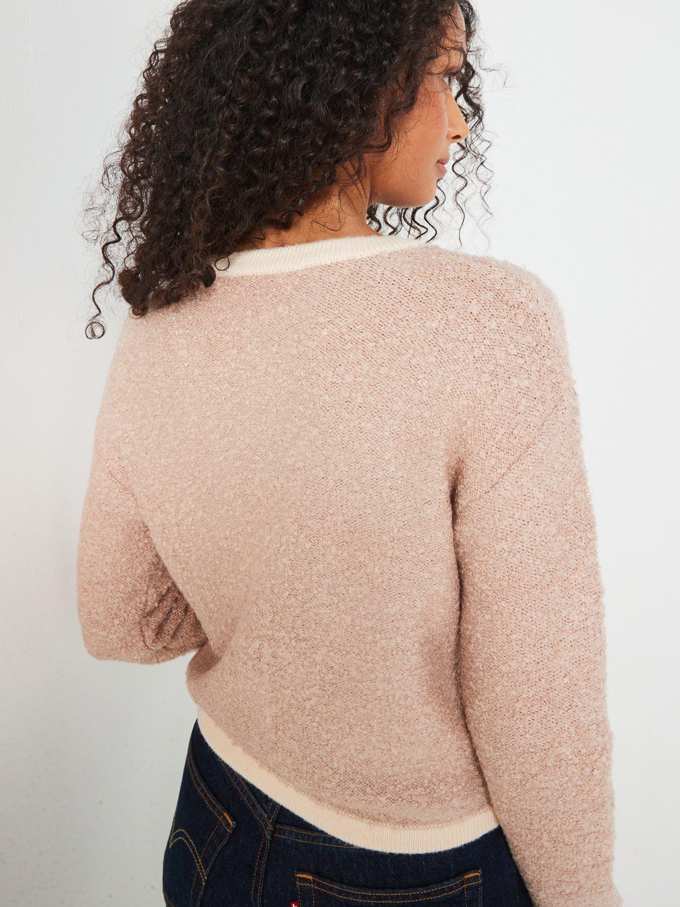 Image 5 of 6 of V by Very Crew Neck Boucle Cardigan - Beige