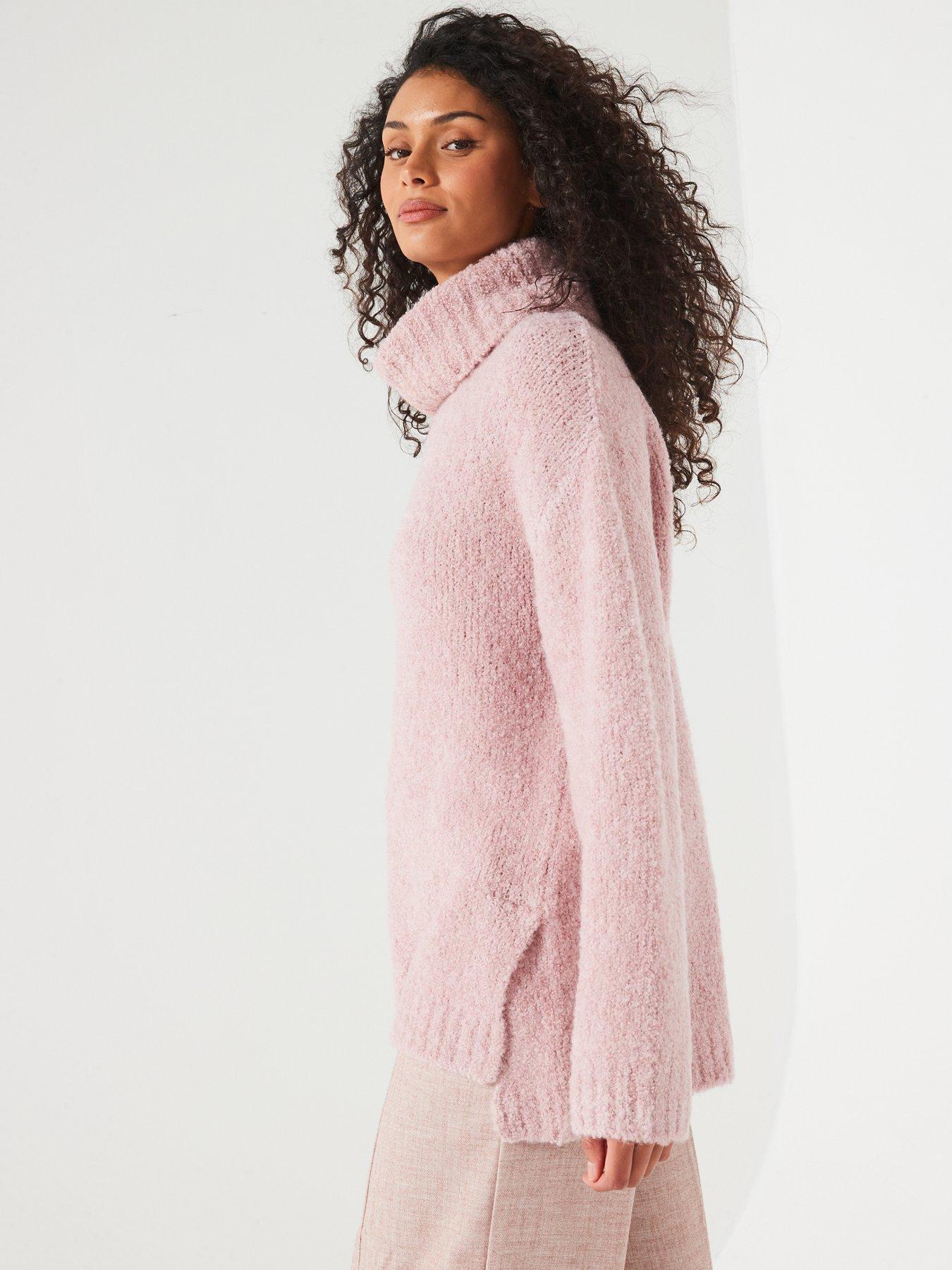 v-by-very-roll-neck-boucle-jumper-pinkdetail