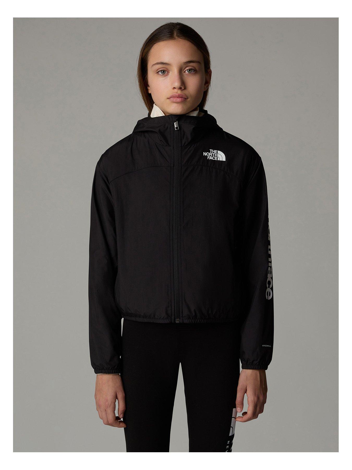 Image 1 of 3 of THE NORTH FACE Junior Girls Never Stop Hooded Windwall Jacket - Black