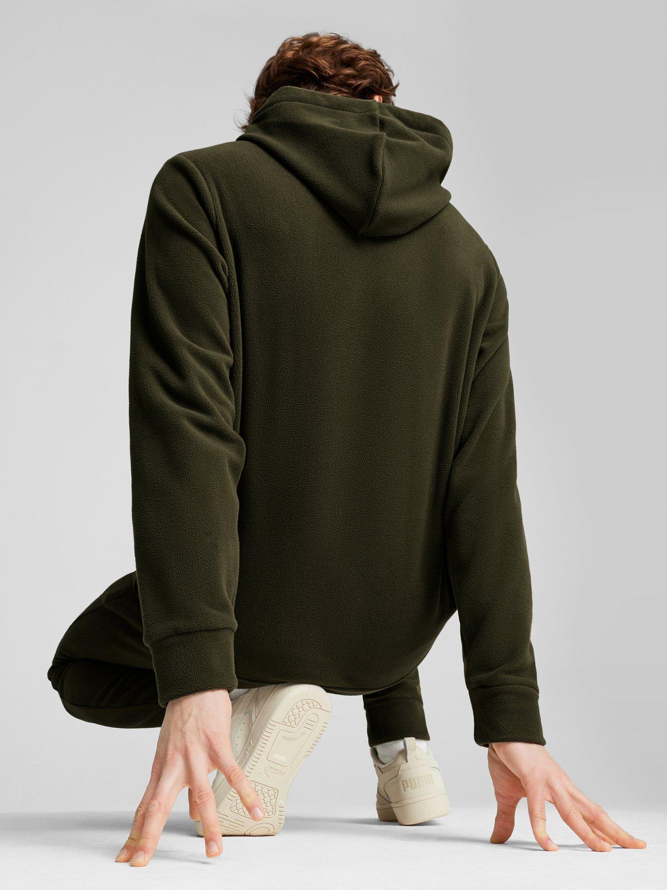 puma-mens-essentials-elevated-polarfleece-hoodie-greenstillFront