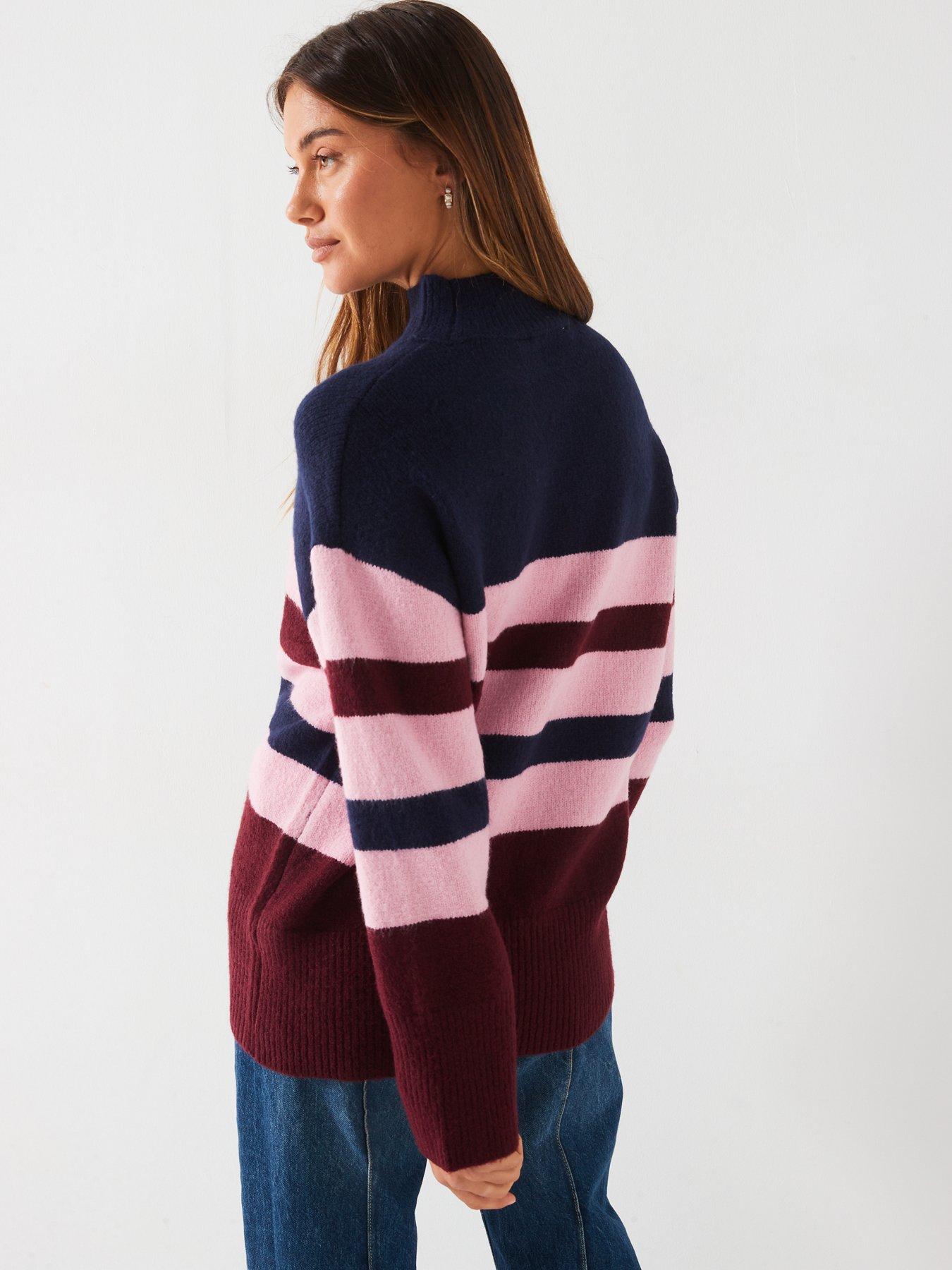 v-by-very-funnel-neck-longline-colour-block-jumper-multistillFront