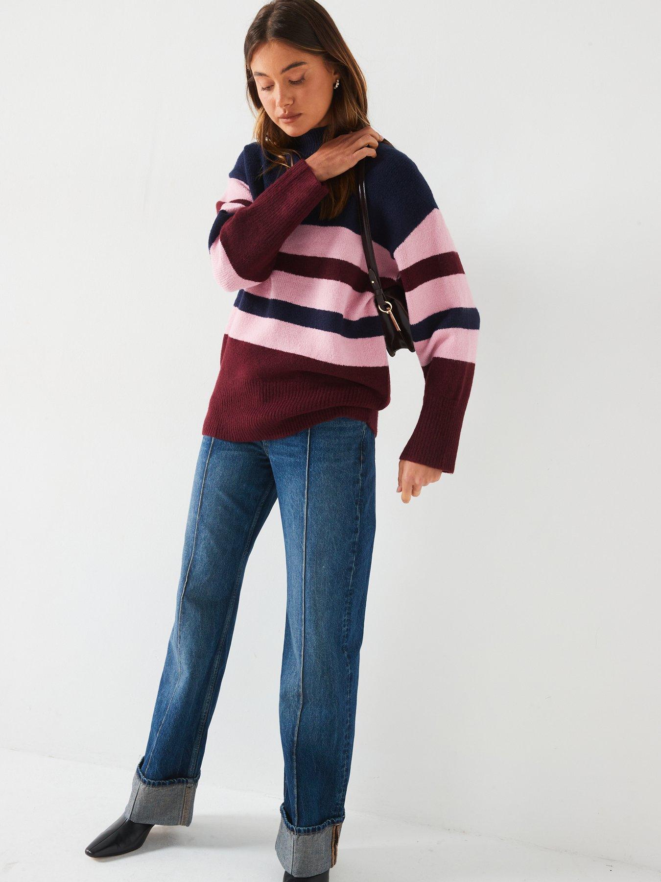 v-by-very-funnel-neck-longline-colour-block-jumper-multidetail