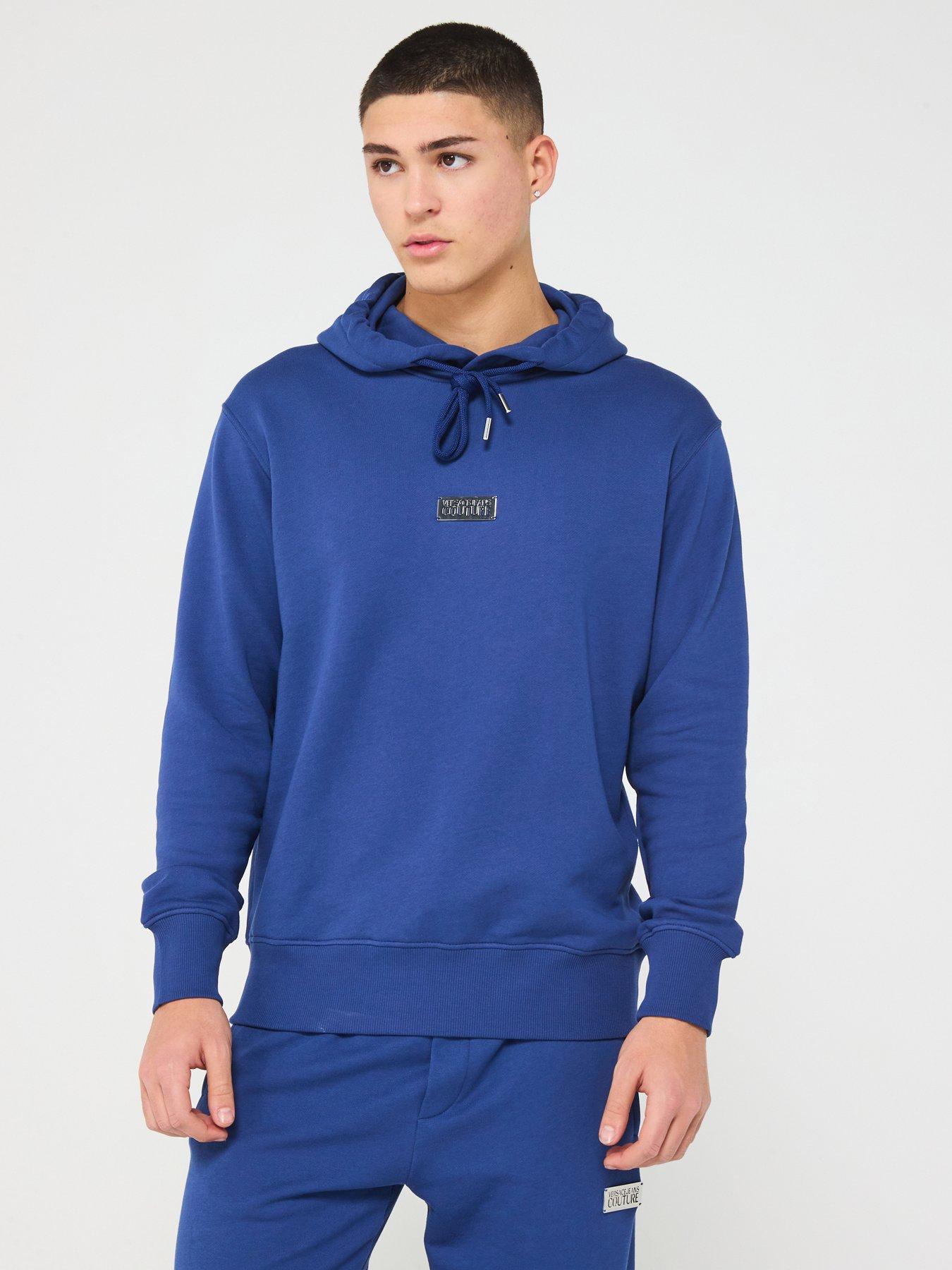 undefined Metal Plaque Jersey Hoodie - Blue