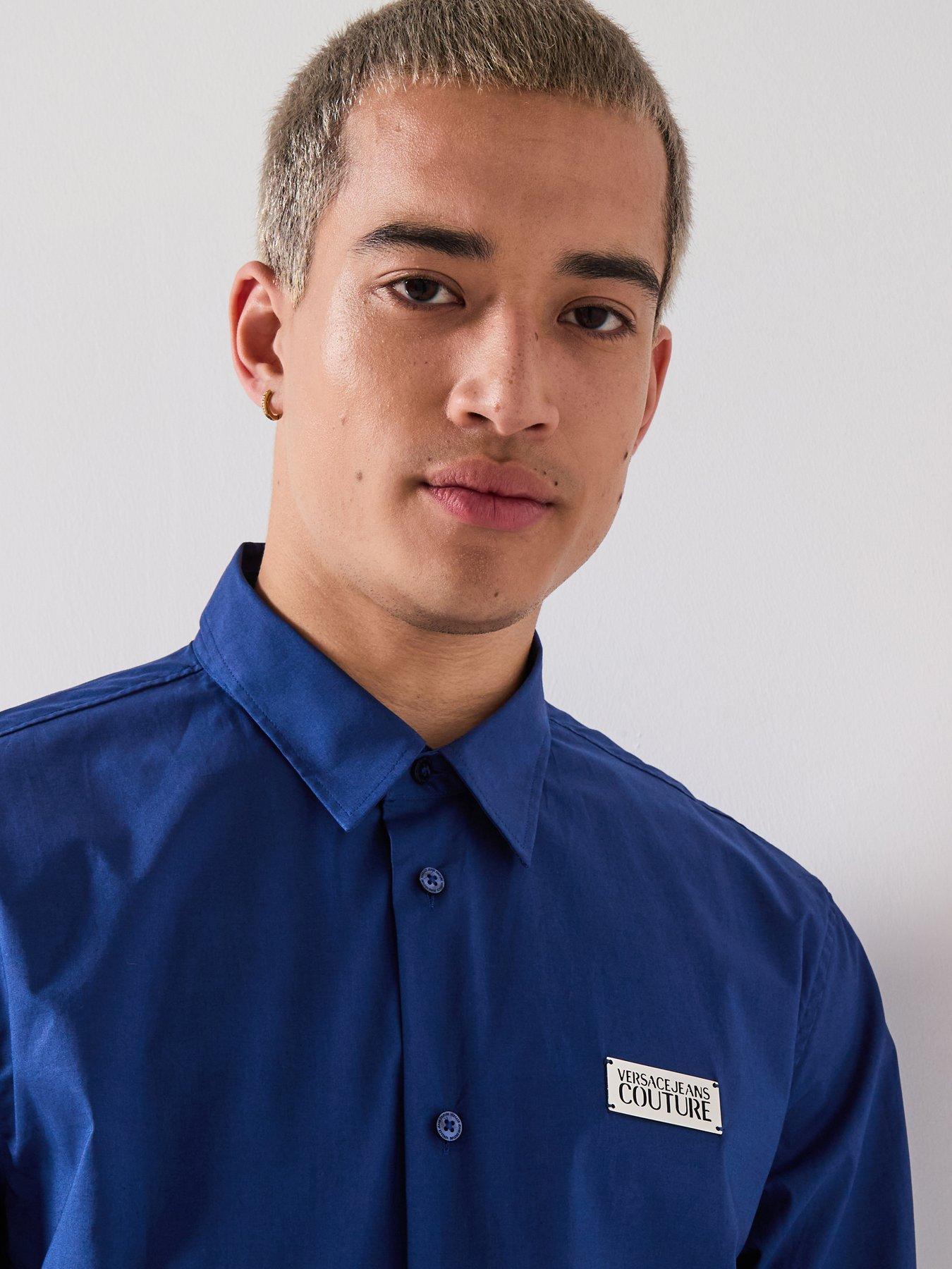 undefined Metal Plaque Poplin Shirt - Blue