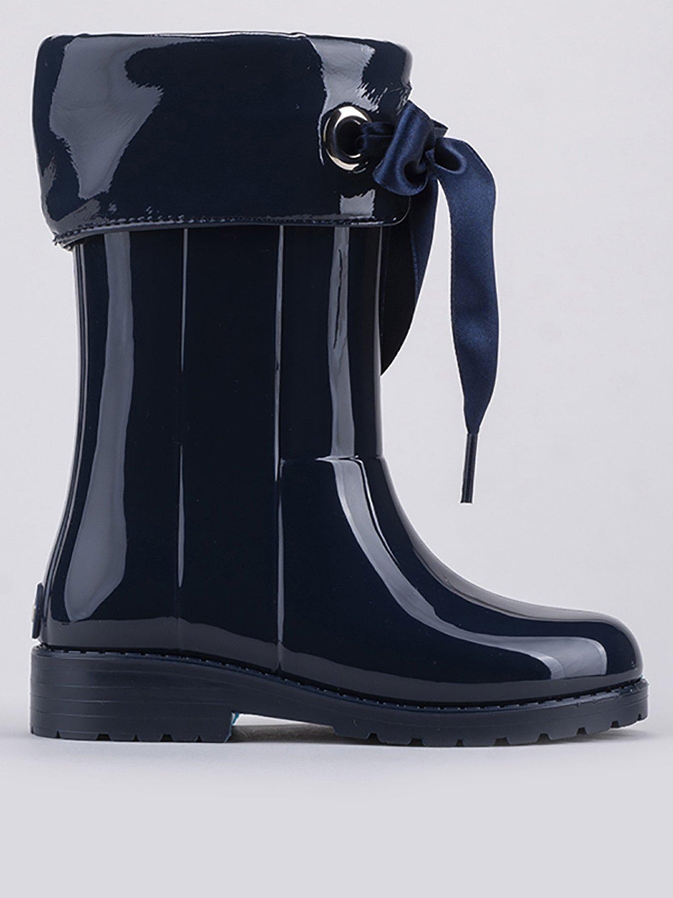 Image 1 of 4 of Igor Igor Campera Charol Bow Wellington Boot - Navy