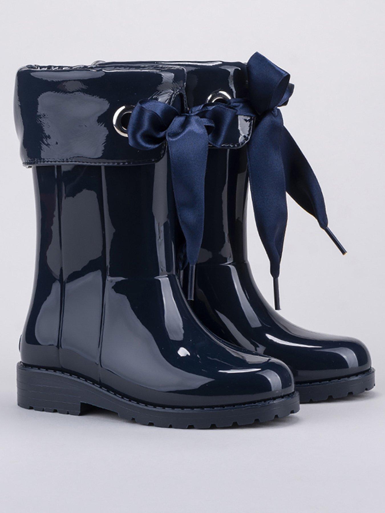 Image 2 of 4 of Igor Igor Campera Charol Bow Wellington Boot - Navy