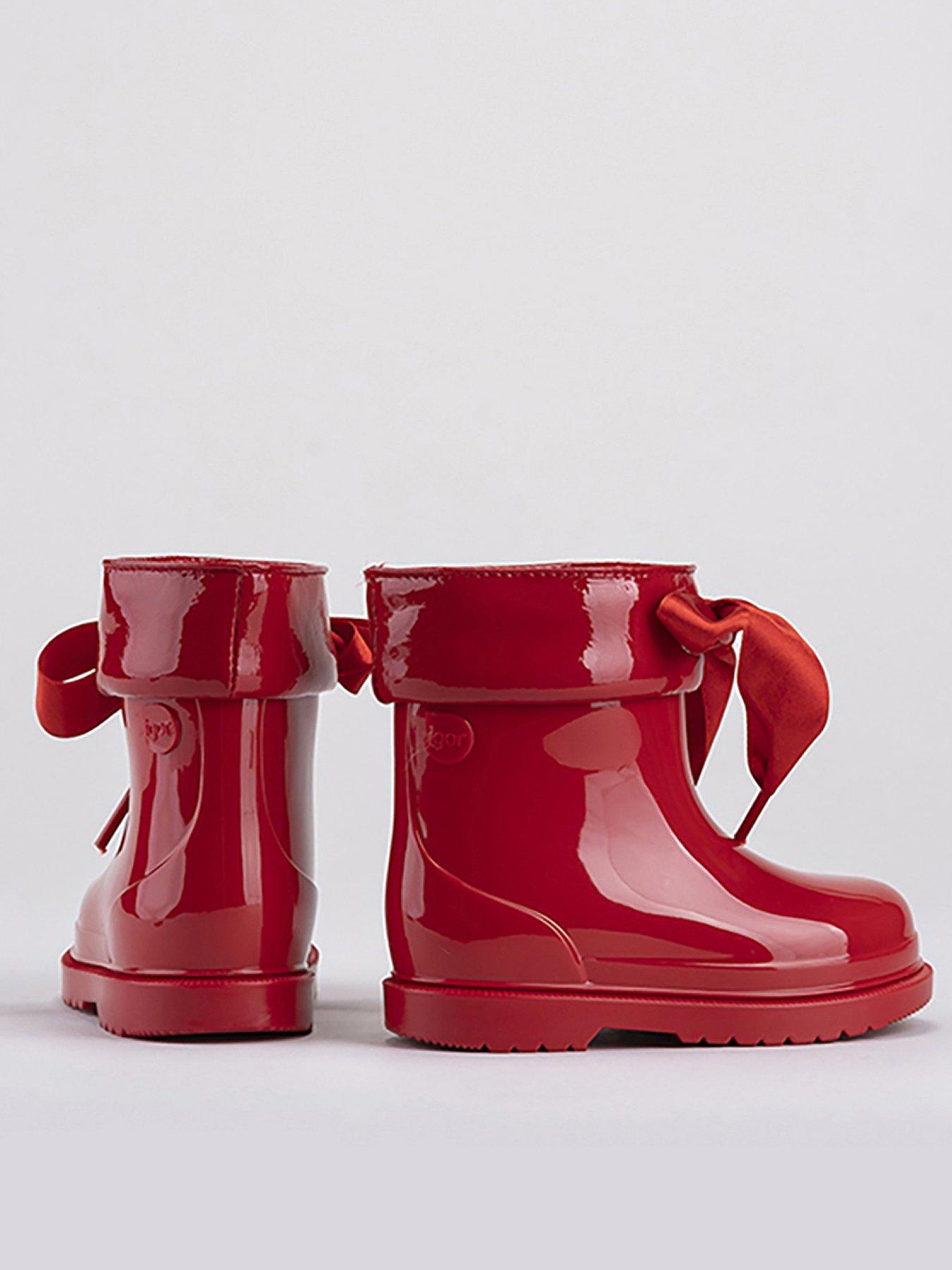 Image 3 of 4 of Igor Igor Bimbi Lazo Bow Gloss Wellington Boot - Red