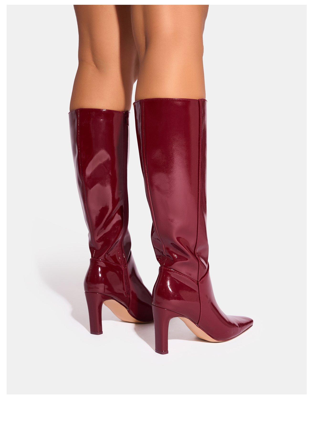 Knee High Women's Wine Colored Boots Public Desire Pose Knee